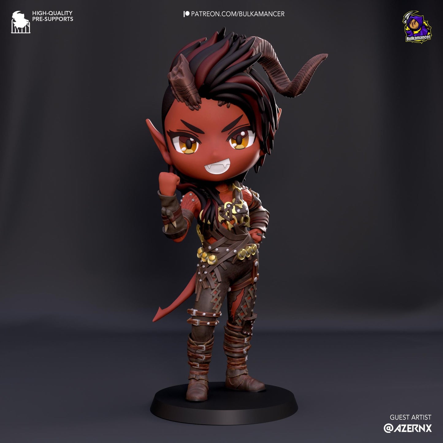 Chibi Karlach | 4-Inch Resin Model Kit | BG3 Baldur's Gate Tiefling Barbarian Companion