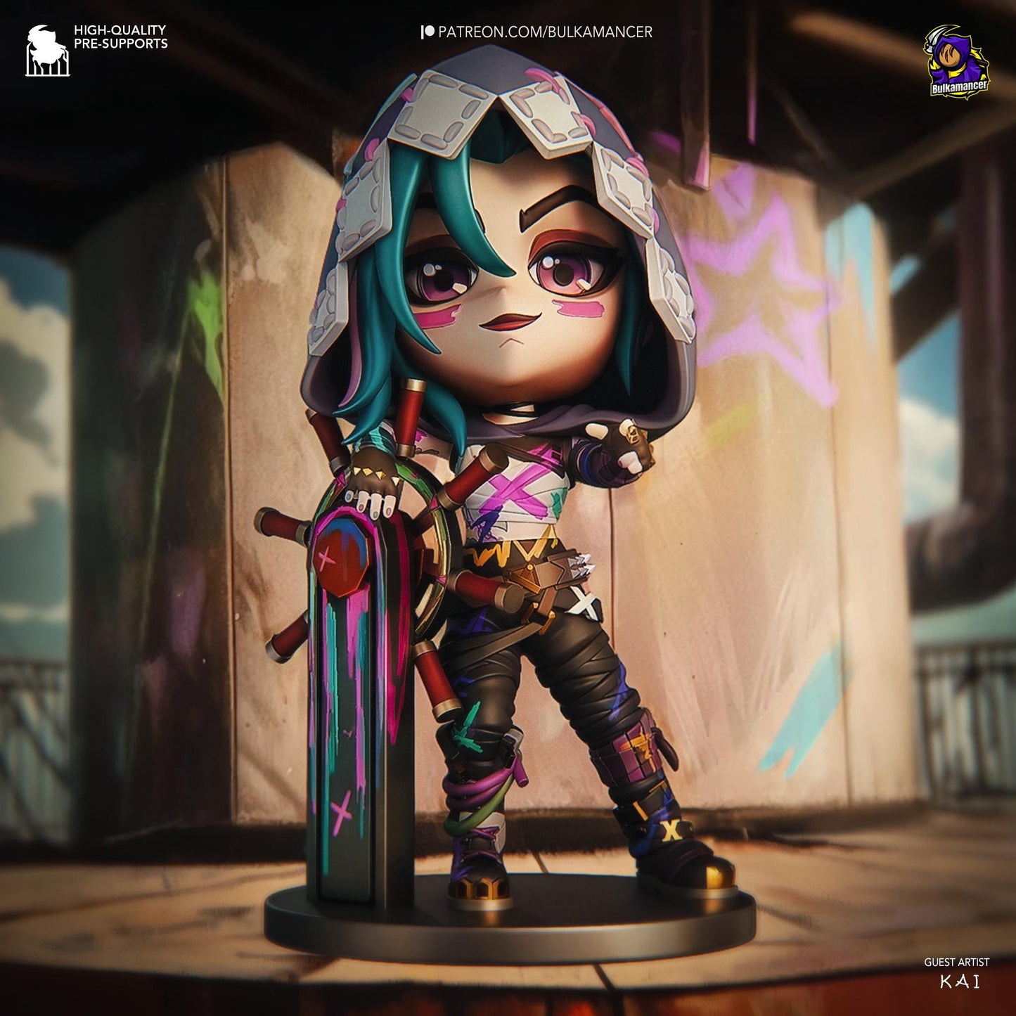 Chibi Jinx | 4-Inch Resin Model Kit | DIY Arcane: League of Legends Firecracker