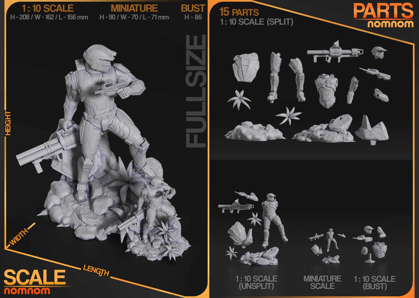 Master Chief Bust | 3.5-Inch Resin Model Kit | DIY Halo Video Game