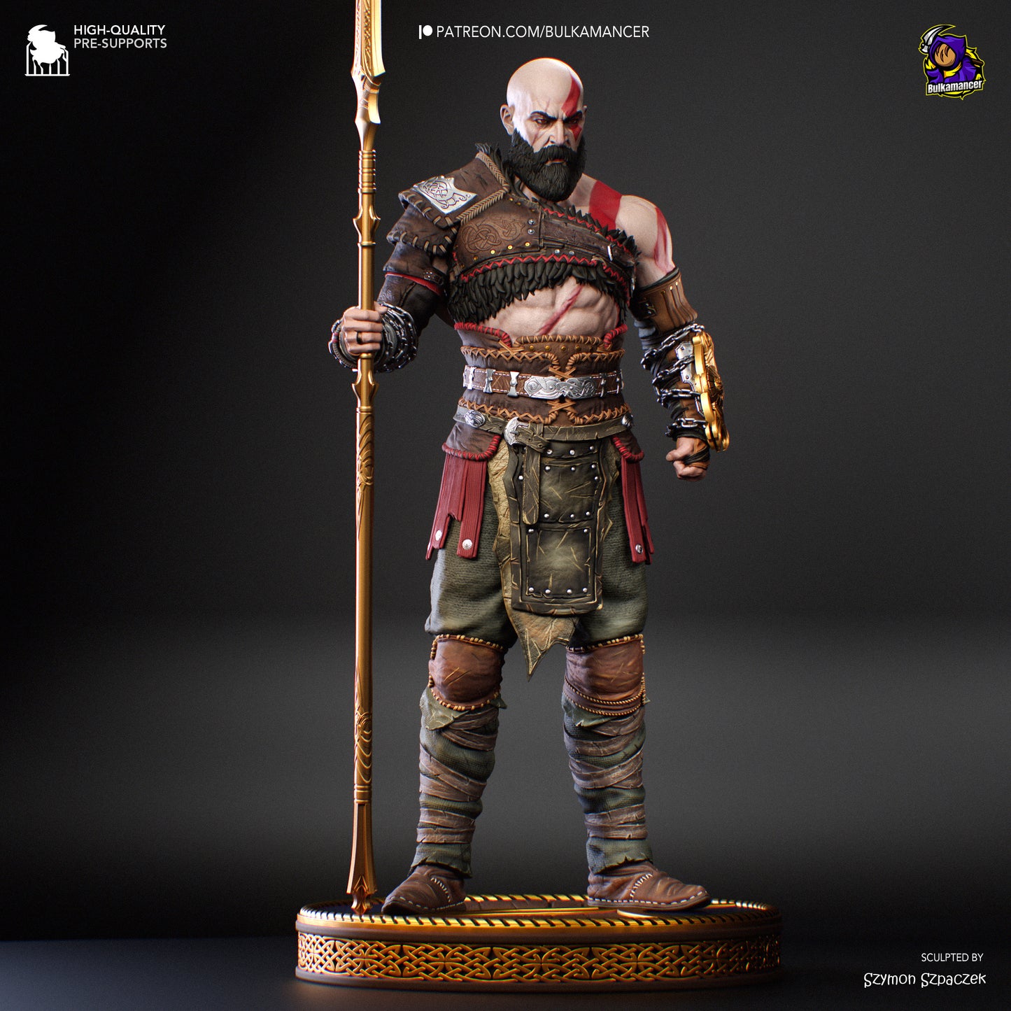 Kratos | 12.5-Inch Resin Model Kit | DIY God of War Spartan God