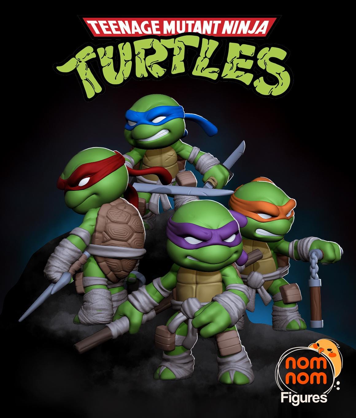Chibi Michelangelo | 2-Inch Resin Model Kit | DIY TMNT Party Turtle with Nunchucks