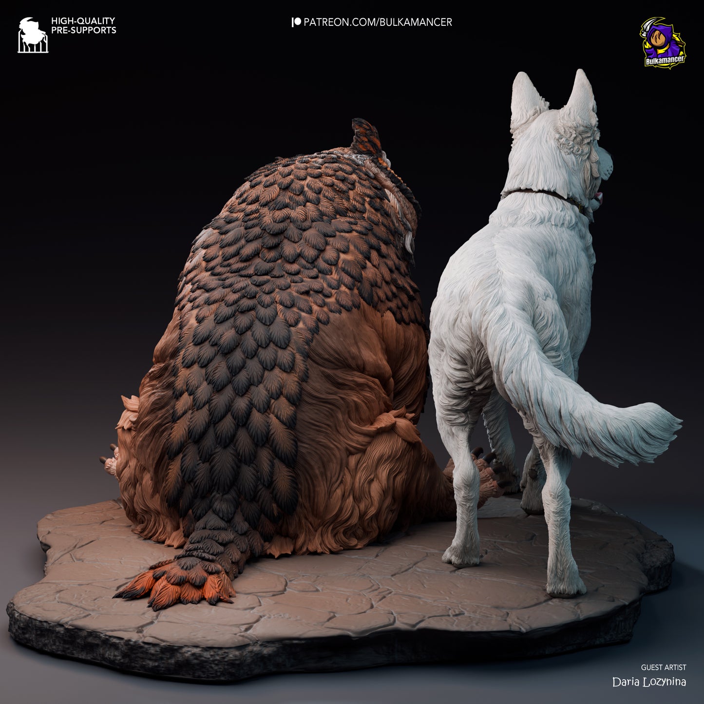 Scratch and Owlbear Cub | 5.5-Inch Resin Model Kit | BG3 Baldur's Gate Animal Companions