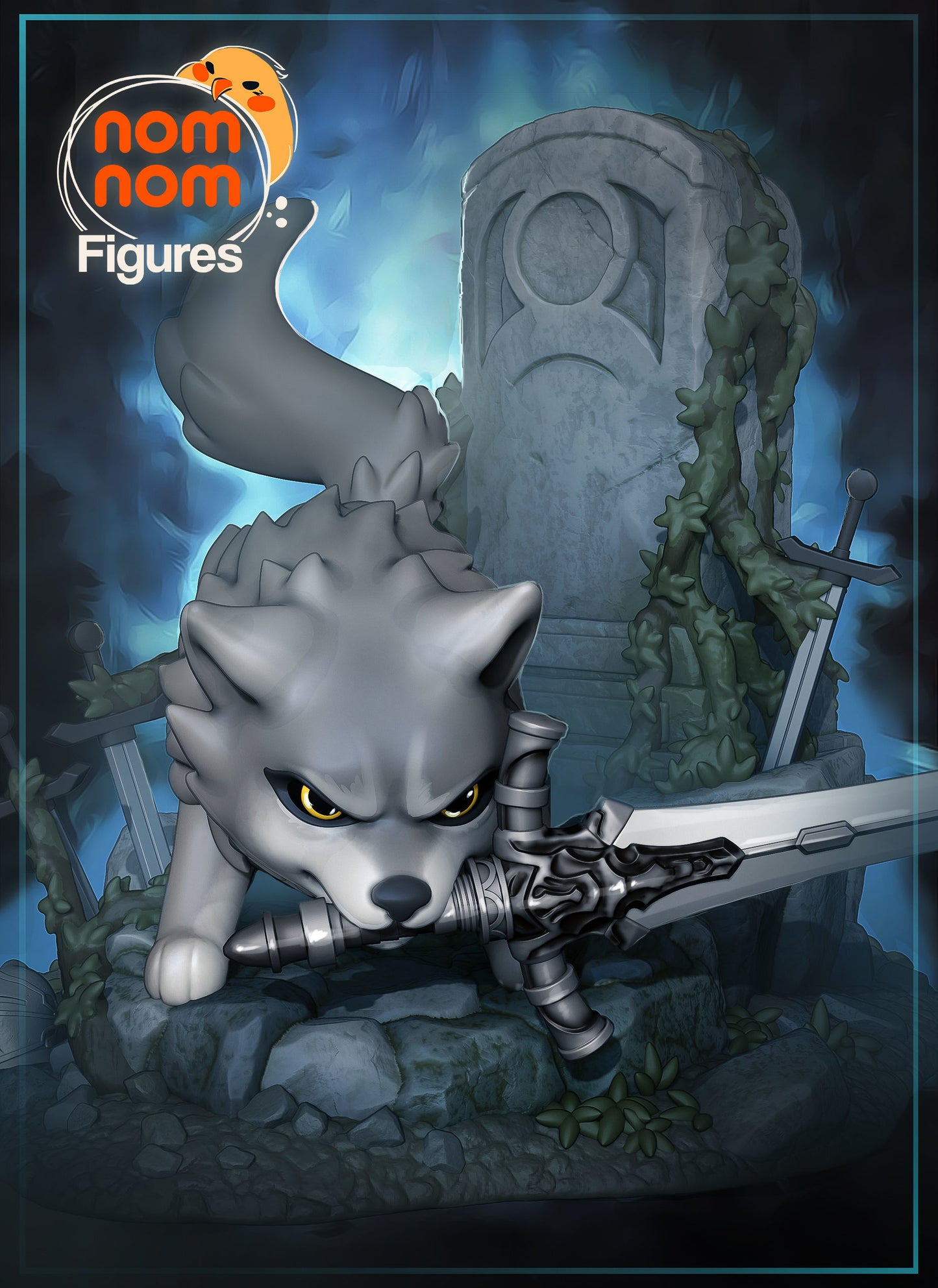 Chibi Great Grey Wolf Sif | 3" Resin Model Kit | DIY Dark Souls Legendary Wolf