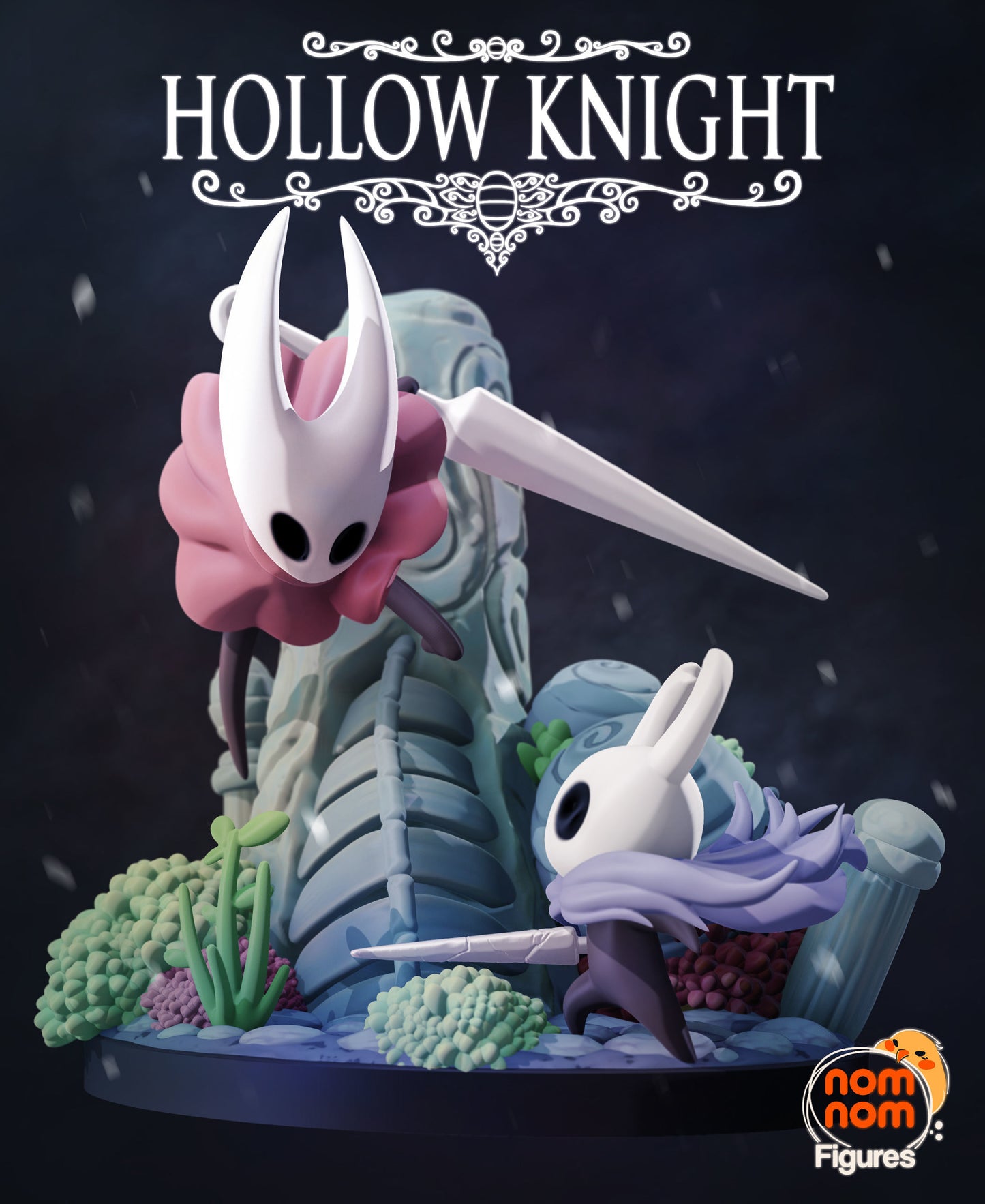 Chibi Knight and Hornet | 4-Inch Resin Model Kit | DIY Hollow Knight Duel Scene