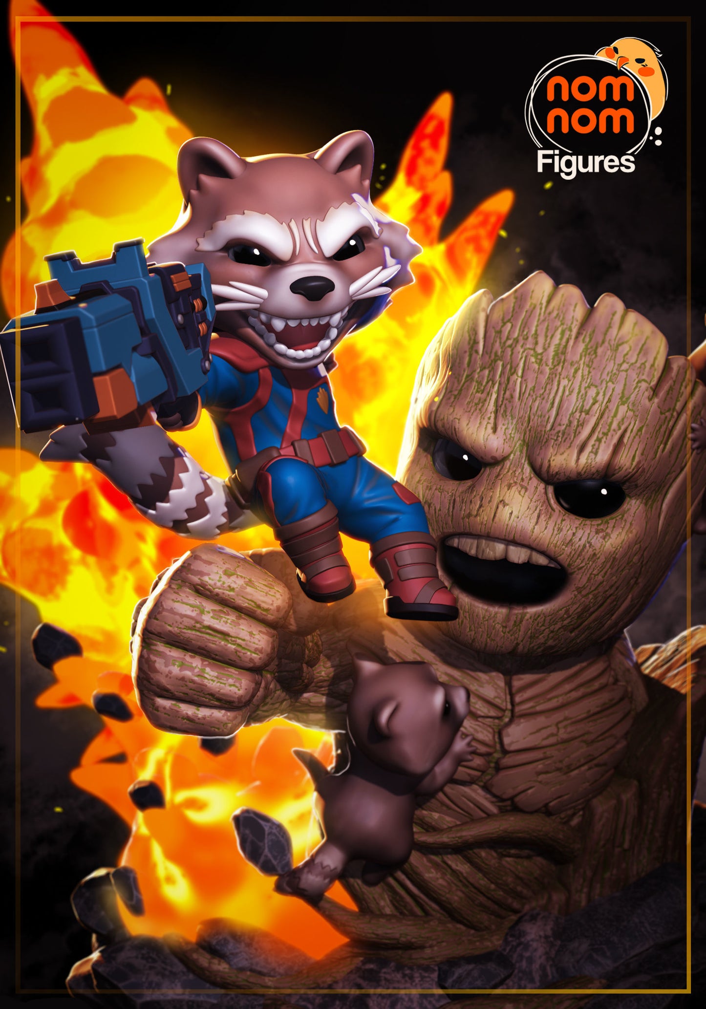 Chibi Rocket & Groot | 4" Resin Model Kit | DIY Guardians of the Galaxy Duo