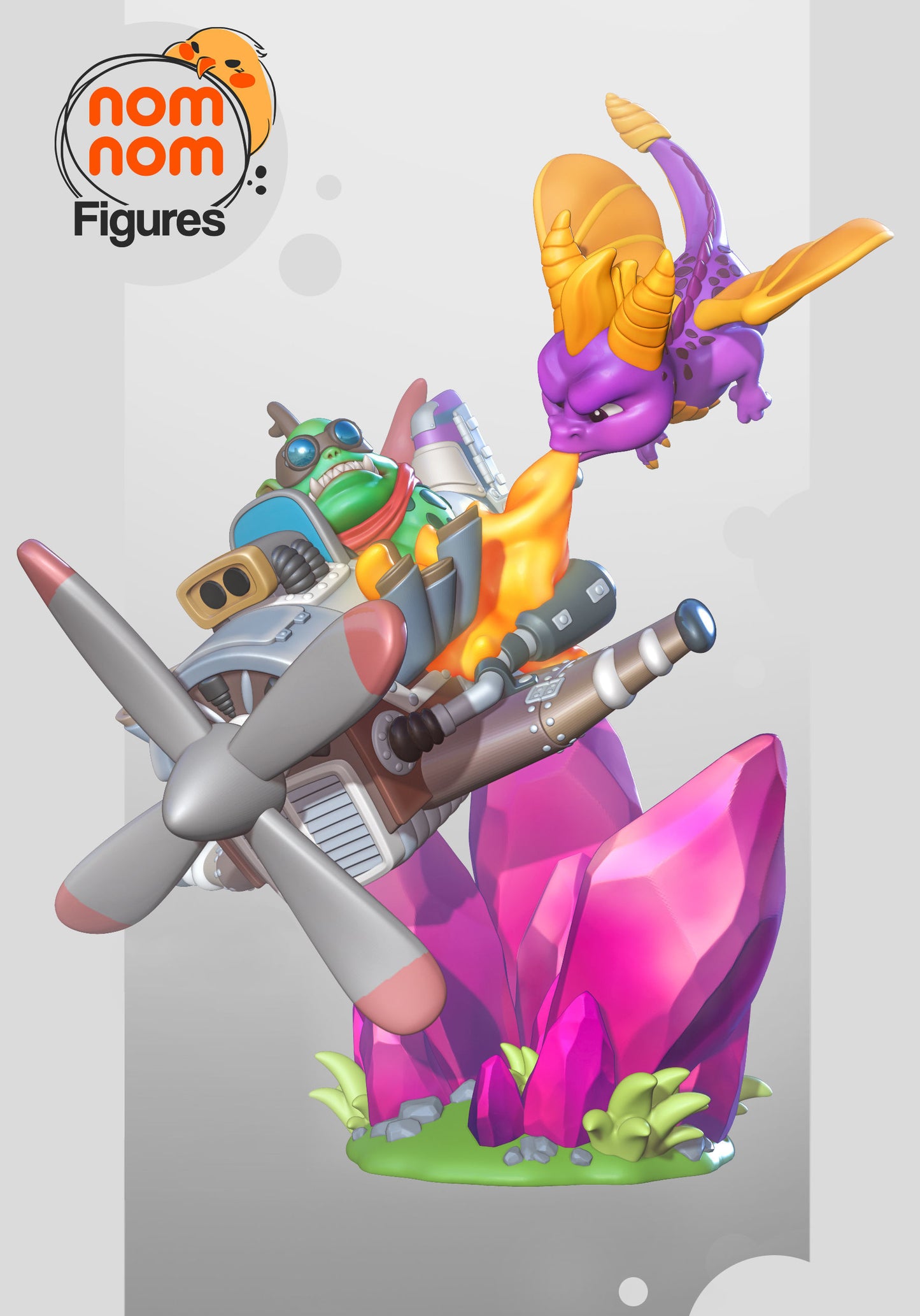 Chibi Spyro | 5.5" Resin Model Kit | DIY Spyro & Sgt. Byrd Fight Scene