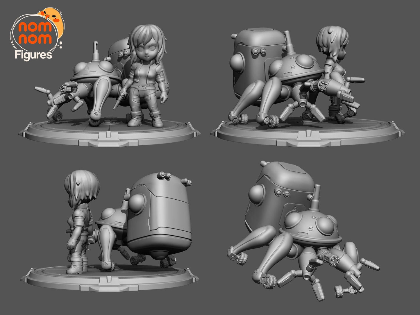Chibi Motoko Kusanagi and Tachikoma | 3-Inch Resin Model Kit | Ghost in the Shell