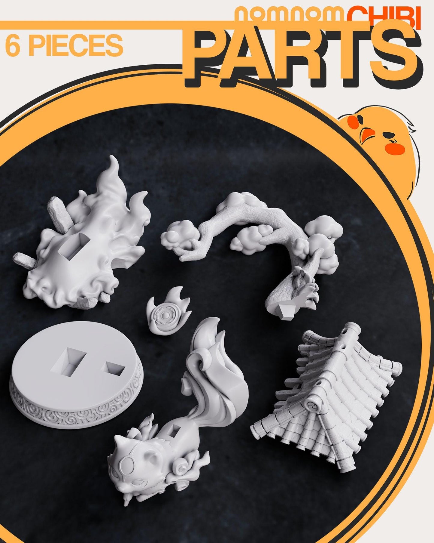 Chibi Amaterasu | 5-Inch Resin Model Kit | DIY Rooftop Pose Inspired by Okami