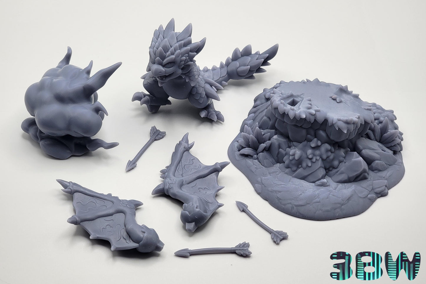Chibi Rathalos | 3.5-Inch Resin Model Kit  | DIY Monster Hunter Fire Wyvern/Dragon Breathing Fire Scene