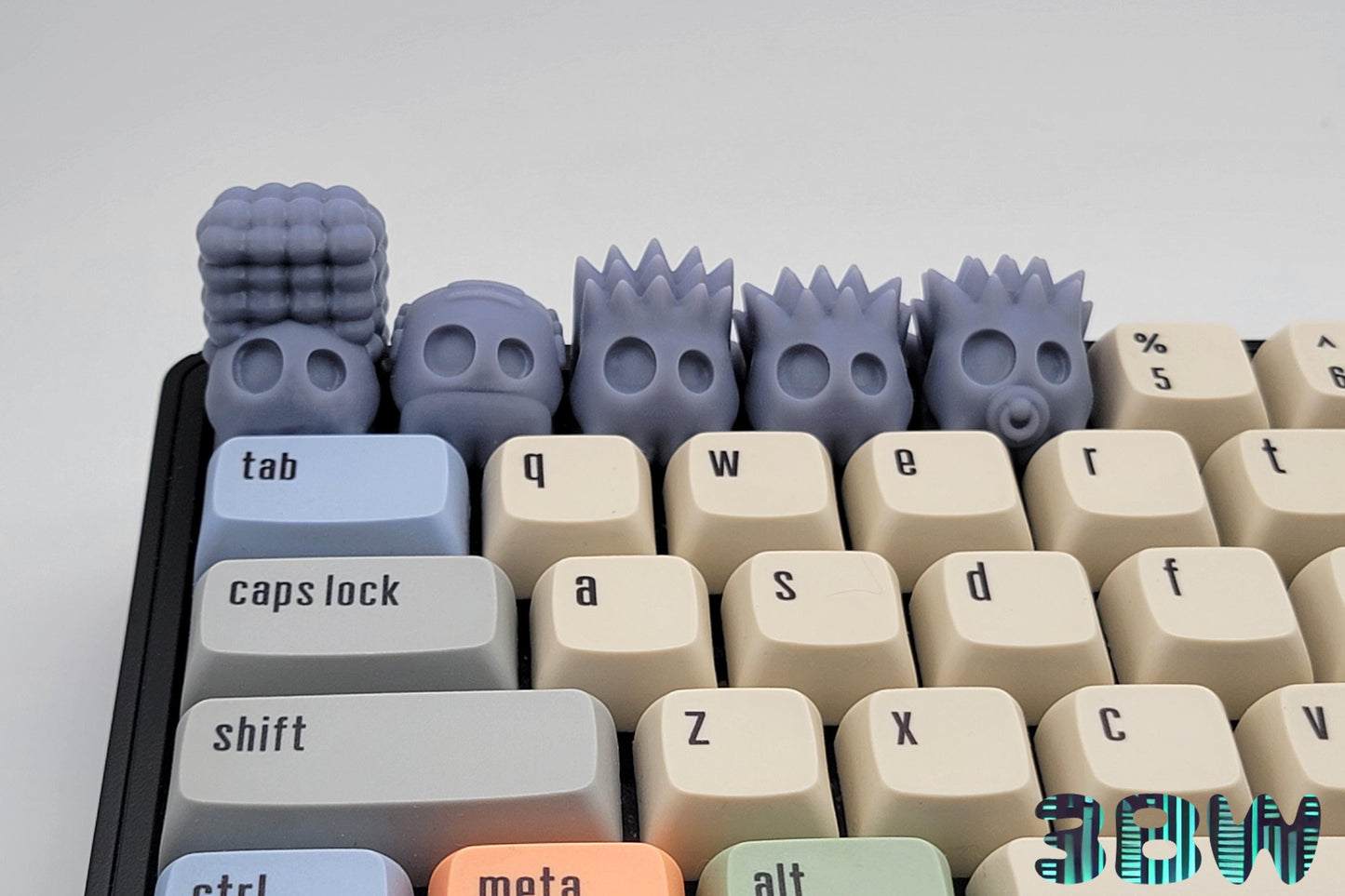 Simpsons Skeleton Keycap Set | Unpainted Resin Artisan Caps | Cherry MX | Homer, Marge, Bart, Lisa, Maggie
