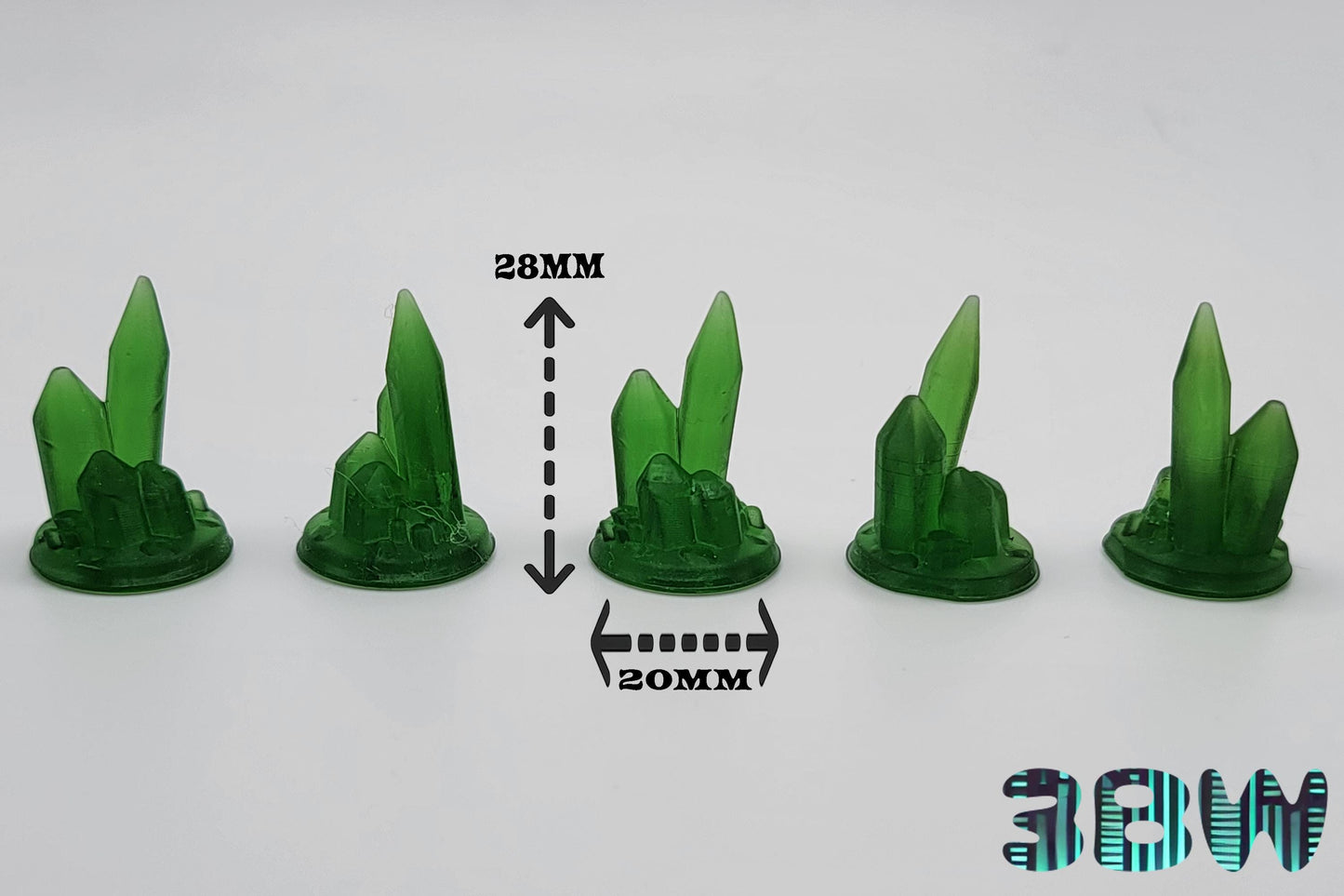 Green Crystals Set x15 | 28mm Miniature Scenery | Scatter Terrain, Runestones, Objective Markers | D&D - Warhammer 40K