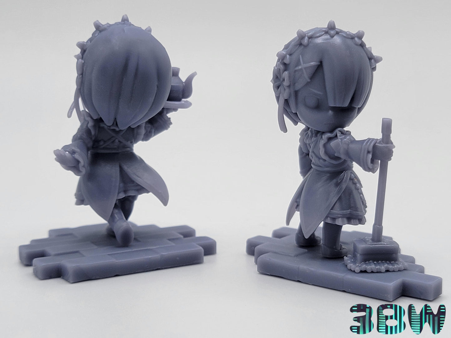 Chibi Rem and Ram | 4-Inch Resin Model Kit | DIY Re:Zero Anime Scene