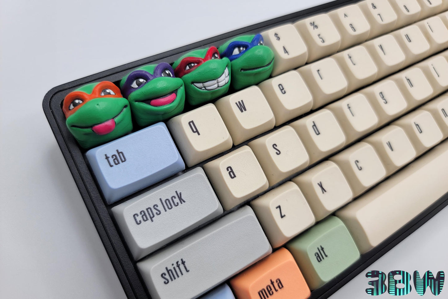 TMNT Keycap Set | Unpainted Resin Artisan Caps | Cherry MX | Leonardo, Donatello, Raphael, Michelangelo