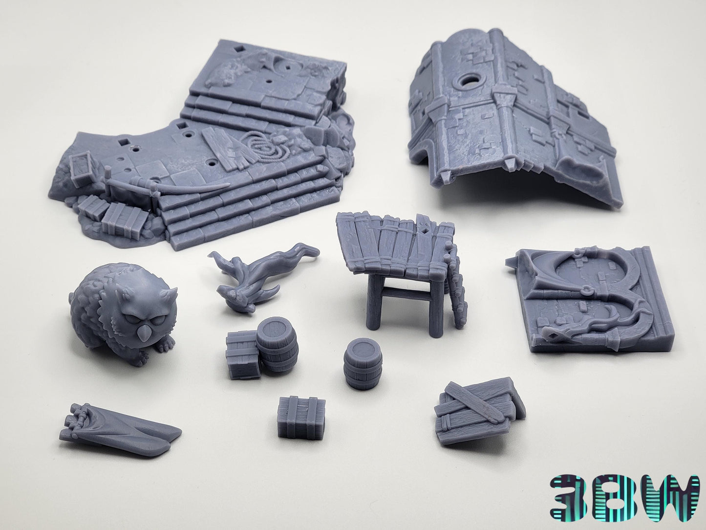 Chibi Owlbear | 4.5-Inch Resin Model Kit | DIY Baldur’s Gate Castle Ruin Scene