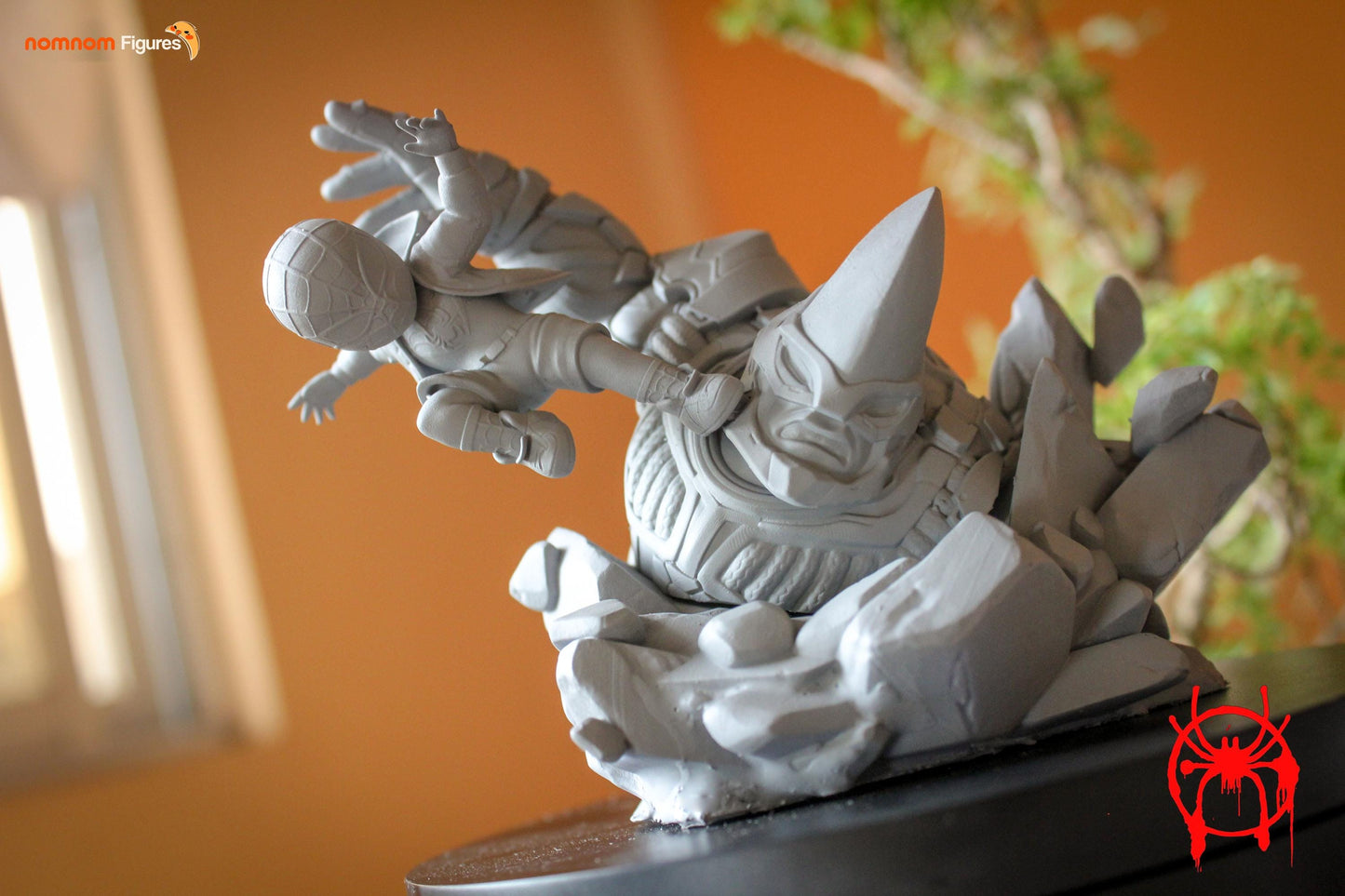 Chibi Miles Morales vs. Rhino | 3-Inch Resin Model Kit  DIY Spider-Verse Impact Scene