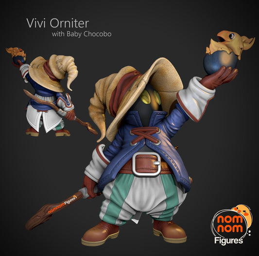 Chibi Vivi and Baby Chocobo | 2.5 Inch Resin Model Kit | DIY Final Fantasy