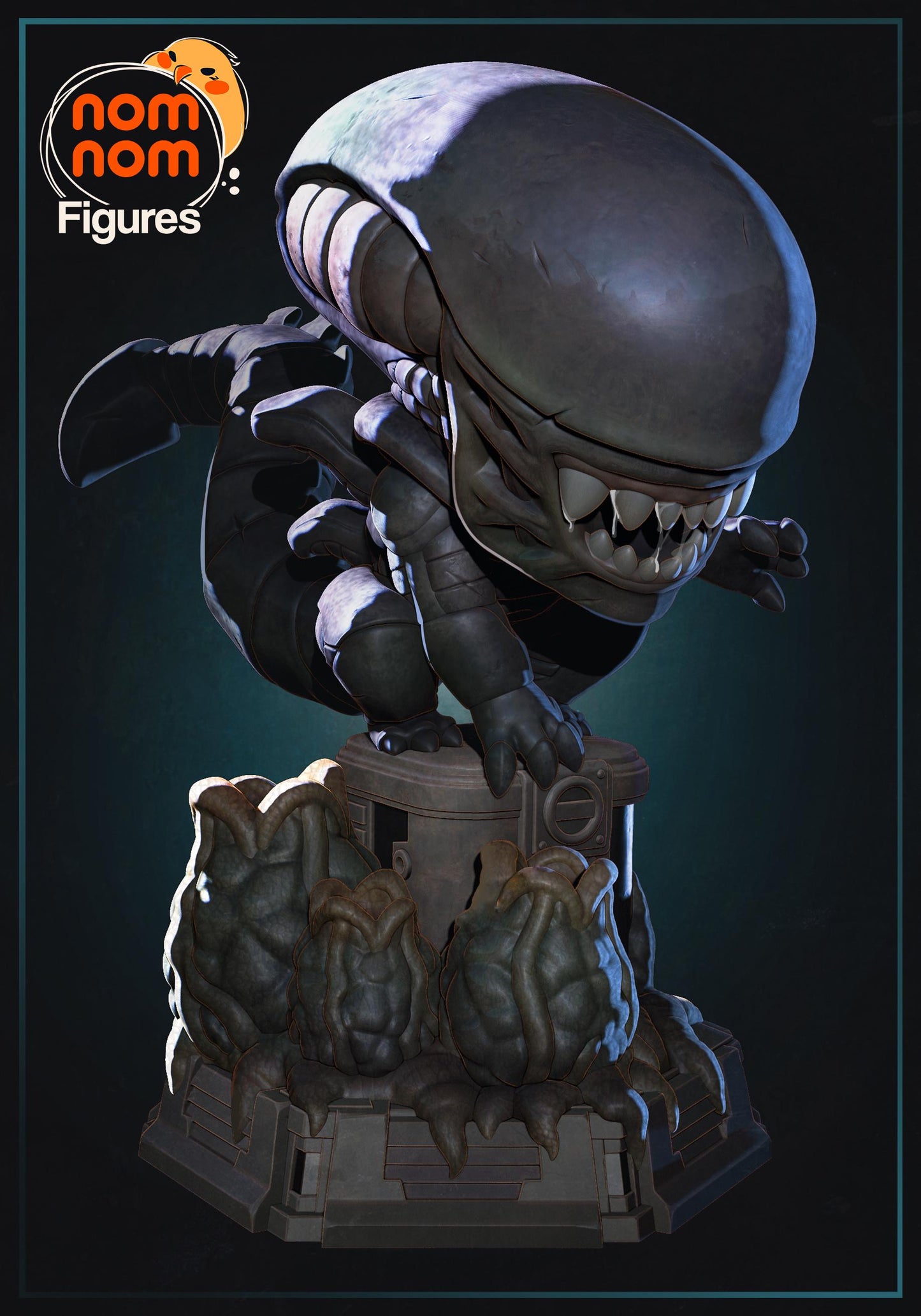 Chibi Xenomorph | 3-Inch Resin Model Kit | DIY Alien with Facehugger Eggs