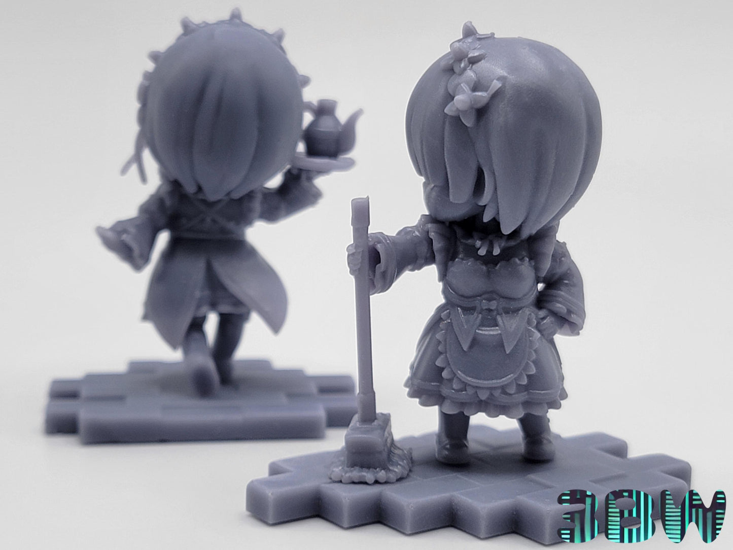 Chibi Rem and Ram | 4-Inch Resin Model Kit | DIY Re:Zero Anime Scene