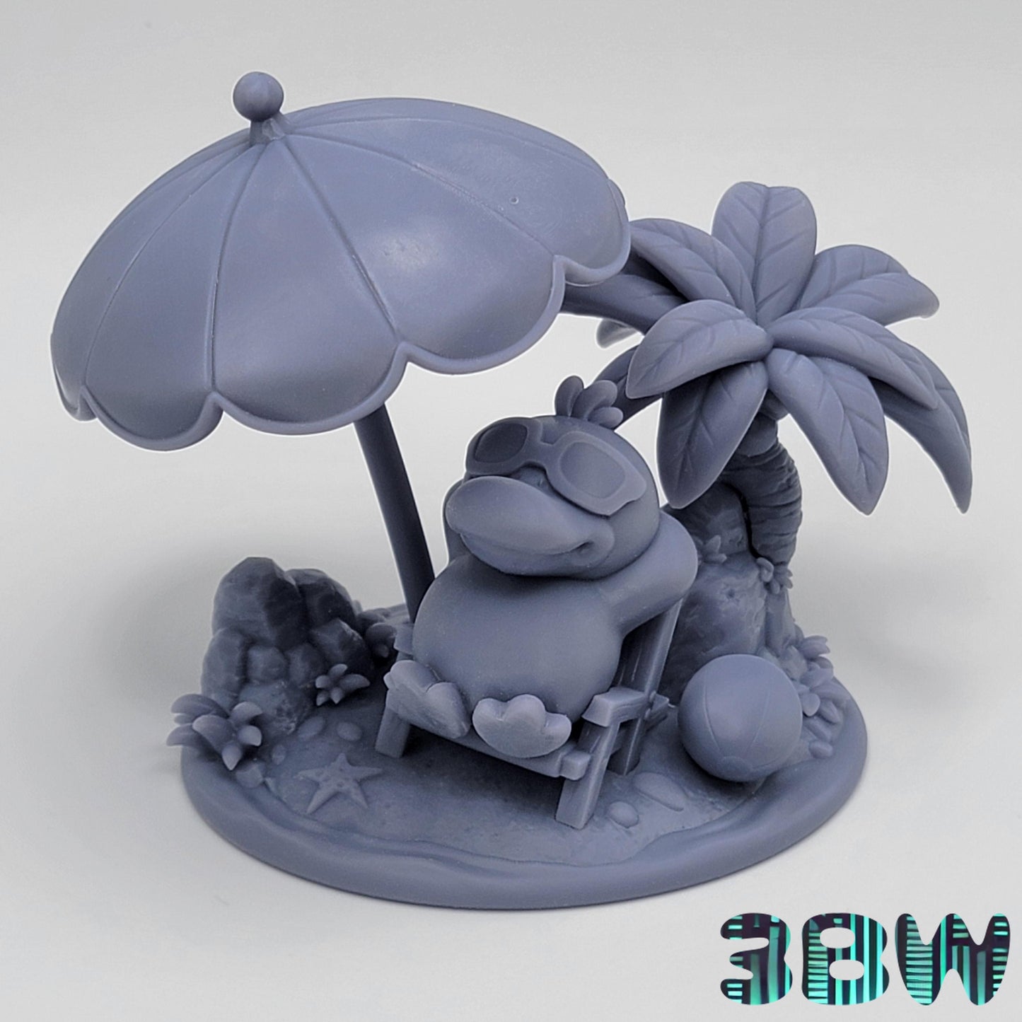 Chibi Psyduck | 3-Inch Resin Model Kit | DIY Pokemon Tropical Beach Scene