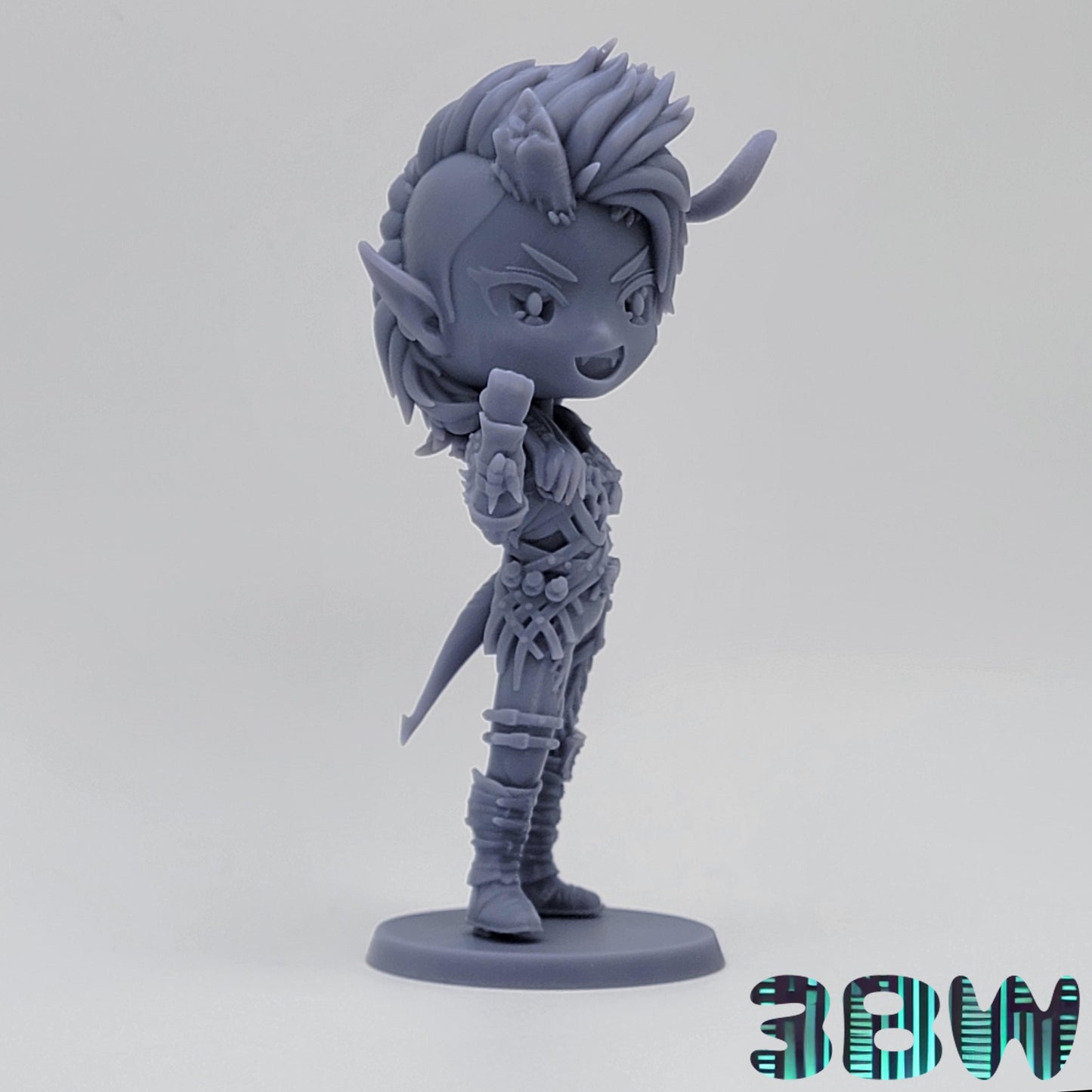 Chibi Karlach | 4-Inch Resin Model Kit | BG3 Baldur's Gate Tiefling Barbarian Companion