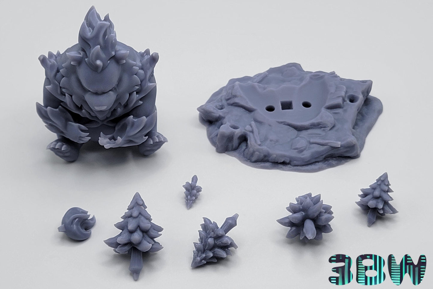Chibi Tank | 3-Inch Resin Model Kit | Solo Leveling Shadow Bear in Forest Scene