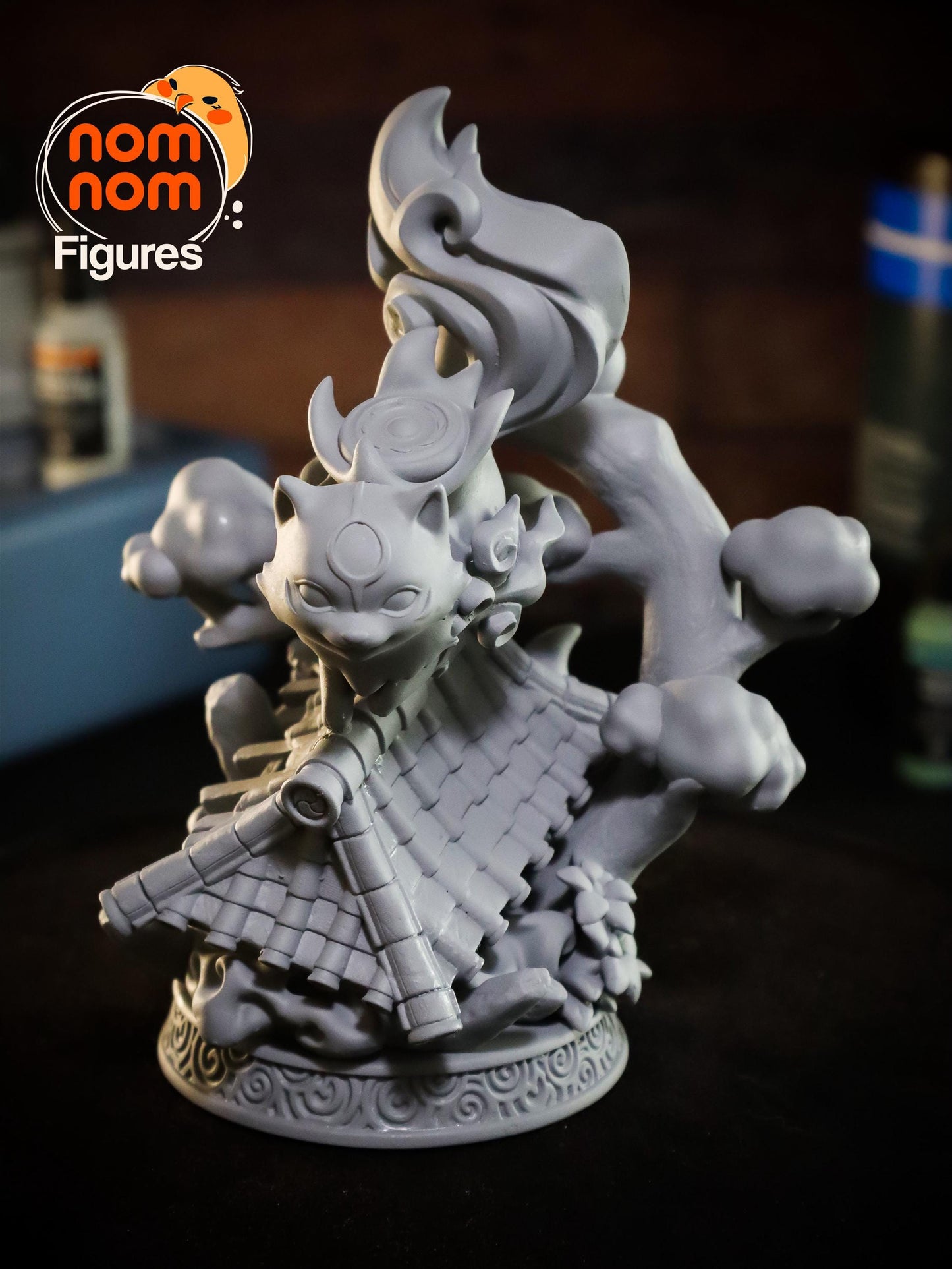 Chibi Amaterasu | 5-Inch Resin Model Kit | DIY Rooftop Pose Inspired by Okami