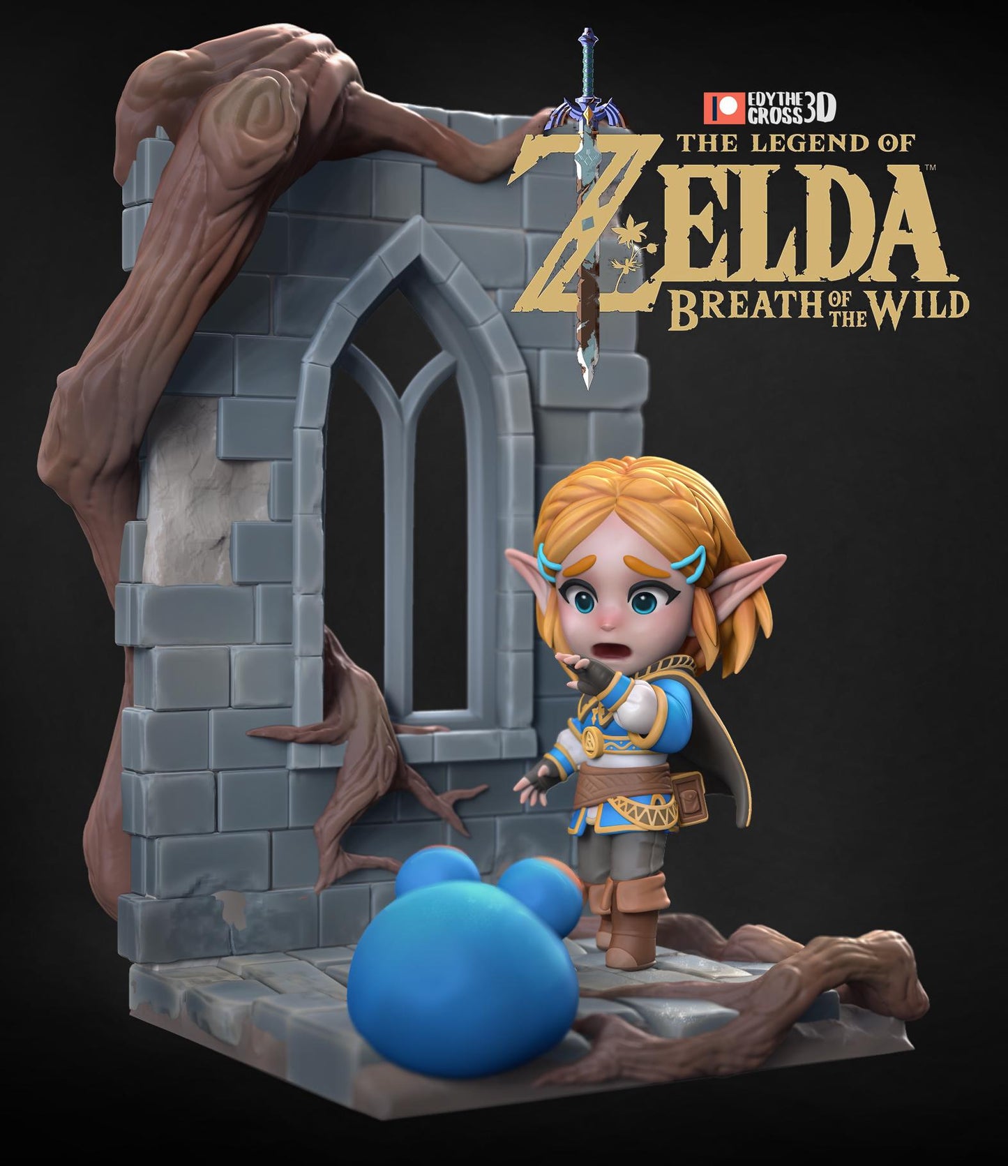 Chibi Princess Zelda | 3-Inch Resin Model Kit | DIY Breath of the Wild Scene with Chuchu Jelly