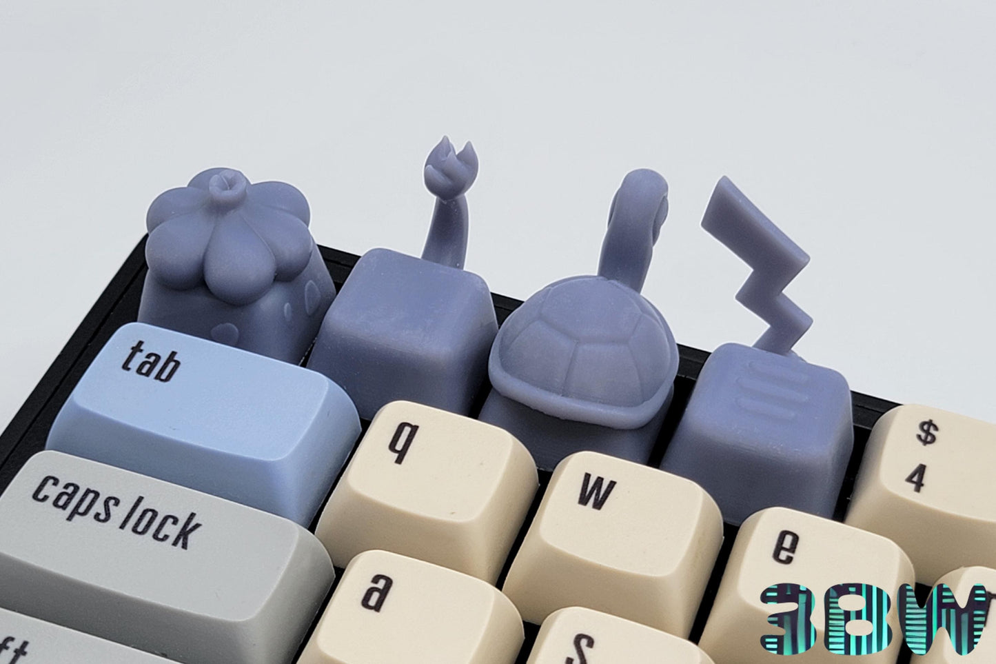 Pokemon Starters Keycap Set | Unpainted Resin Artisan Caps | Cherry MX | Charmander, Bulbasaur, Squirtle, Pikachu