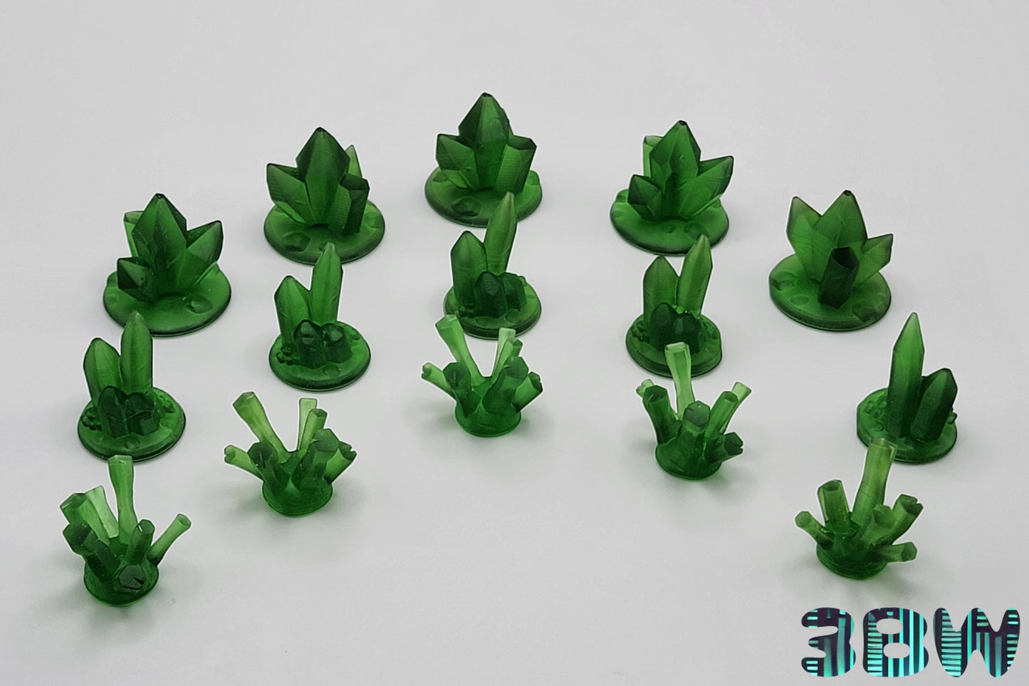 Green Crystals Set x15 | 28mm Miniature Scenery | Scatter Terrain, Runestones, Objective Markers | D&D - Warhammer 40K