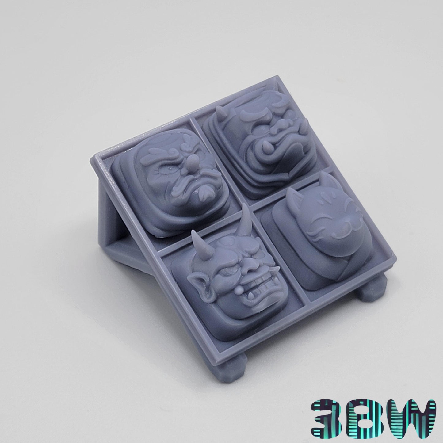 Japanese Mask Keycap Set | Unpainted Resin Artisan Caps | Cherry MX  | Oni, Hannya, Kitsune, Tengu