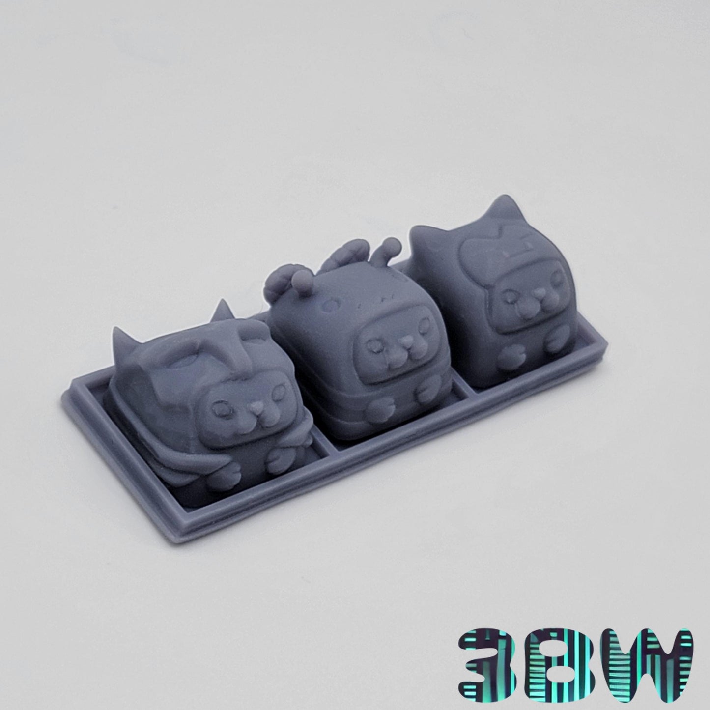 Chibi Cat Costume Keycap Set | Unpainted Resin Artisan Caps | Cherry MX | Batman Cat, Snorlax Cat, Bee Cat