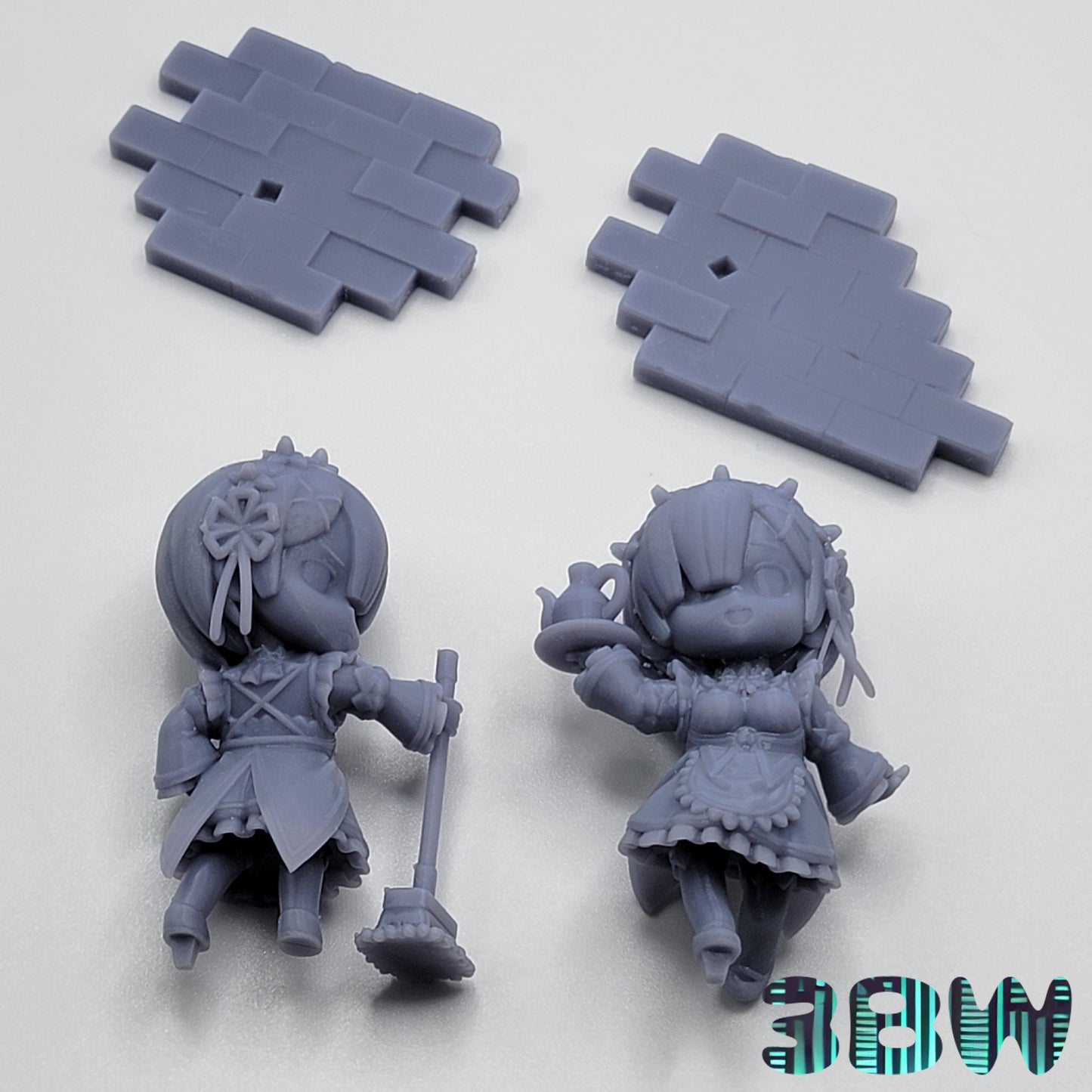 Chibi Rem and Ram | 4-Inch Resin Model Kit | DIY Re:Zero Anime Scene