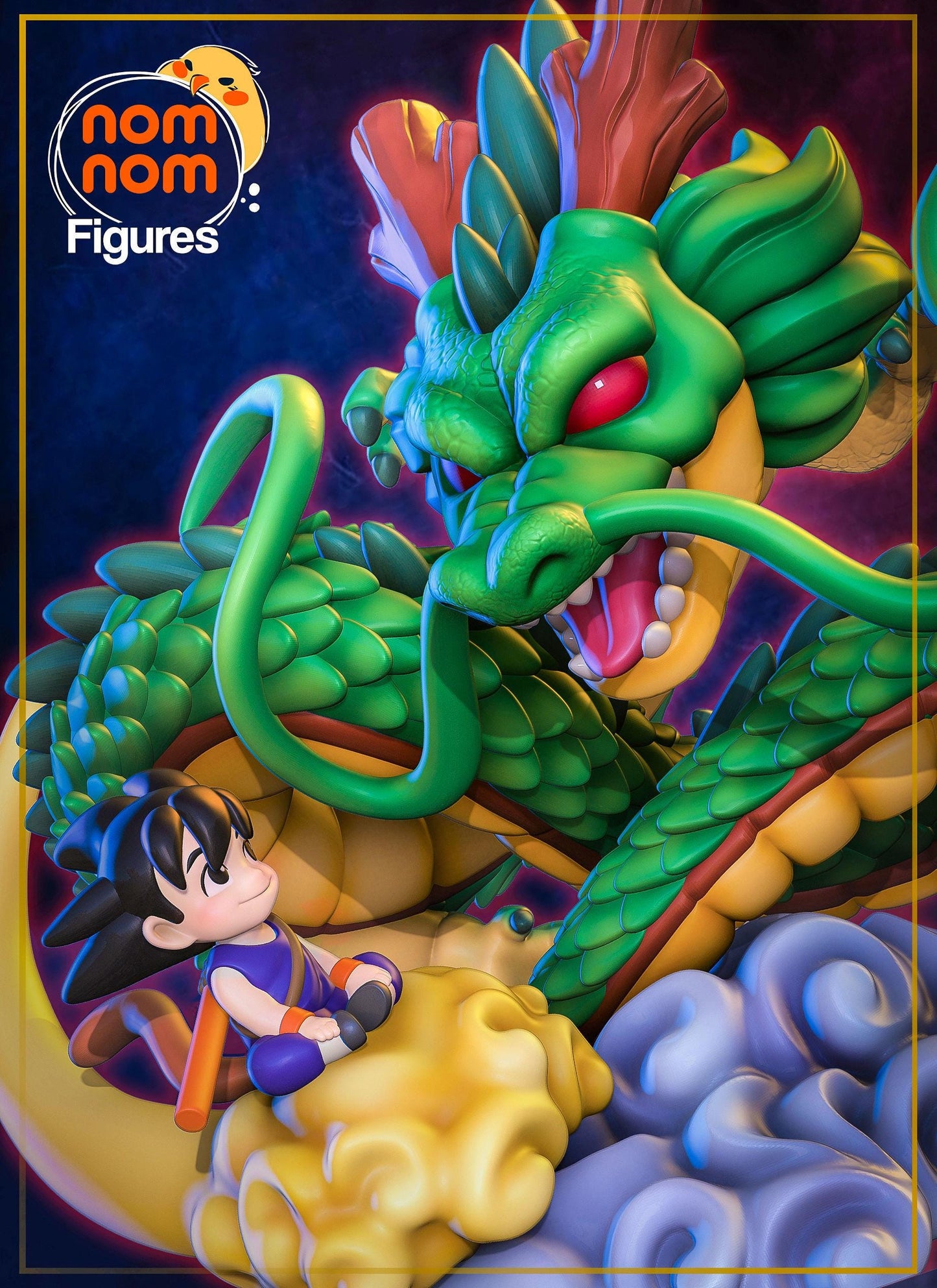 Chibi Shenron and Goku | 3-Inch Resin Model Kit | DIY Dragon Ball Z Dragon and Cloud Scene