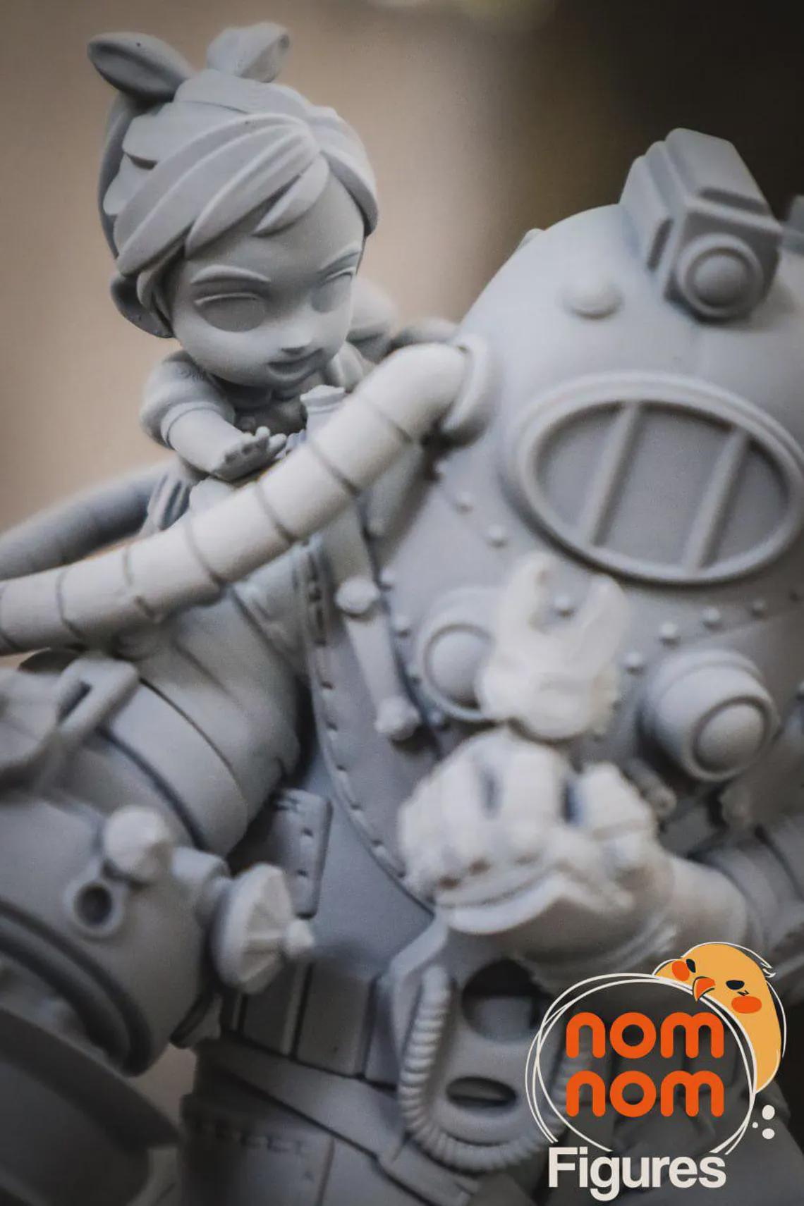 Chibi Big Daddy and Little Sister | 4.5-Inch Resin Model Kit | DIY BioShock Duo