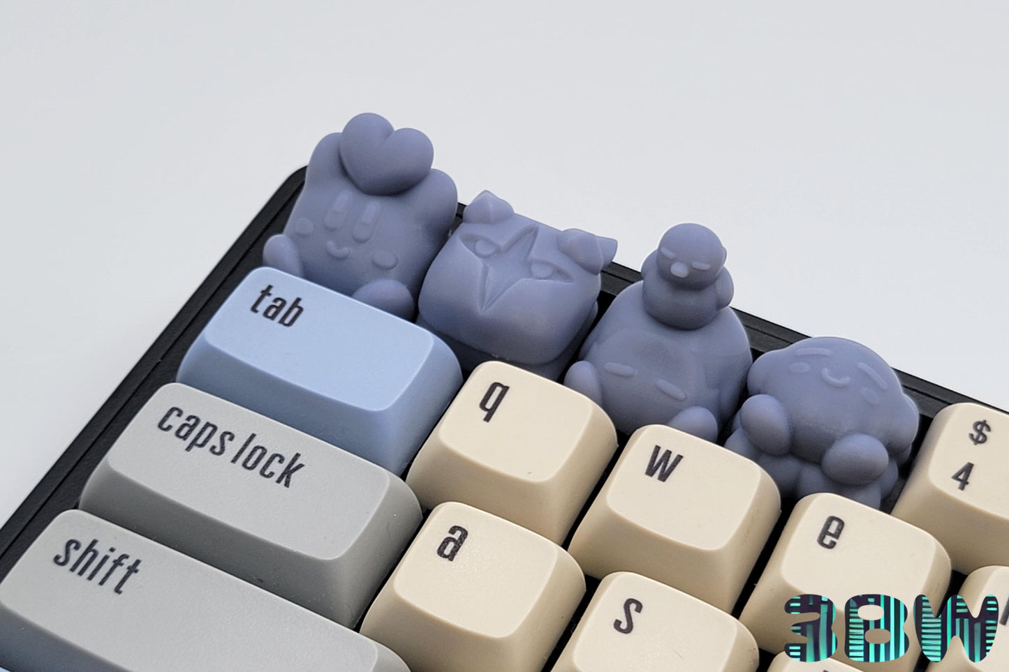 Kirby Keycap Set | Unpainted Resin Artisan Caps | Cherry MX | Armored, Duck Hat, Heart, Sleepy Kirby