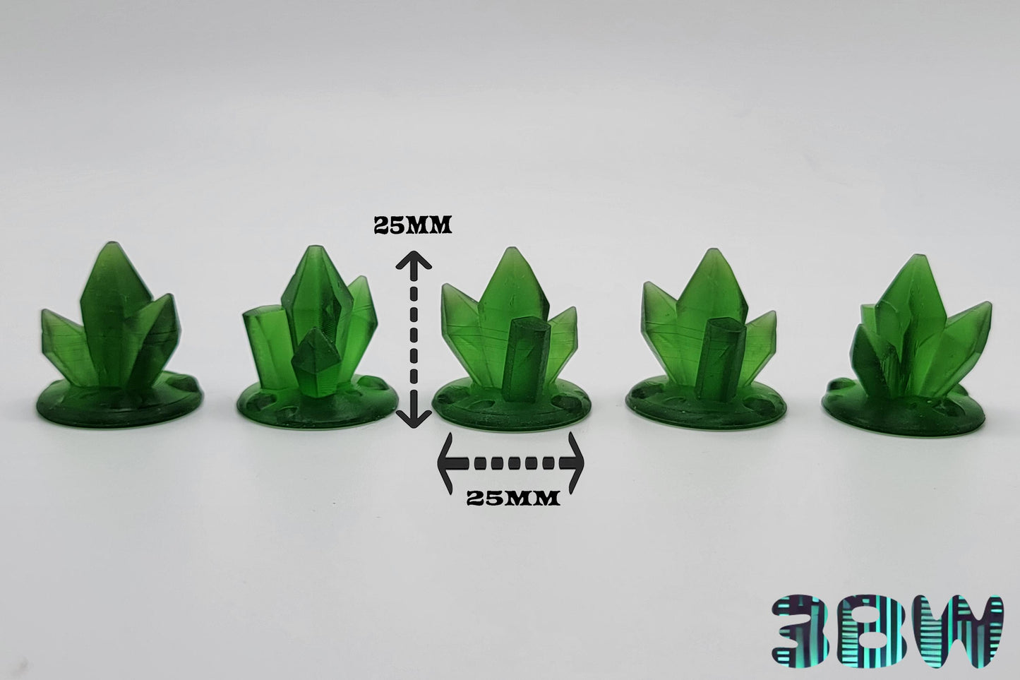 Green Crystals Set x15 | 28mm Miniature Scenery | Scatter Terrain, Runestones, Objective Markers | D&D - Warhammer 40K