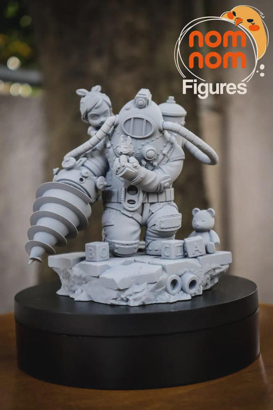 Chibi Big Daddy and Little Sister | 4.5-Inch Resin Model Kit | DIY BioShock Duo