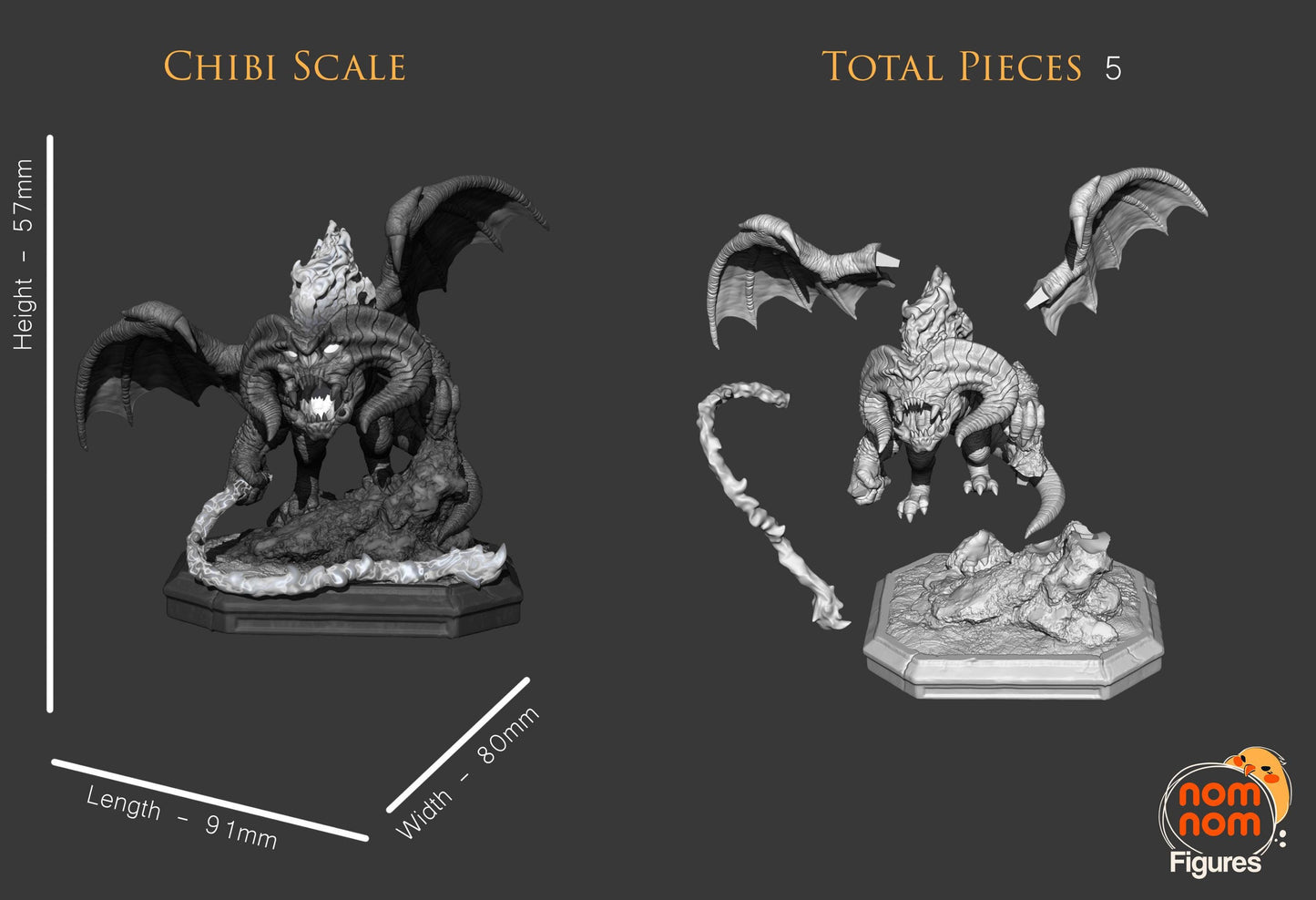Chibi Balrog | 2-Inch Resin Model Kit | DIY Lord of the Rings Inspired Fire Demon