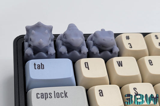 Baby Dinosaur Keycap Set | Unpainted Resin Artisan Caps | Cherry MX | Triceratops, T-Rex, Parasaurolophus