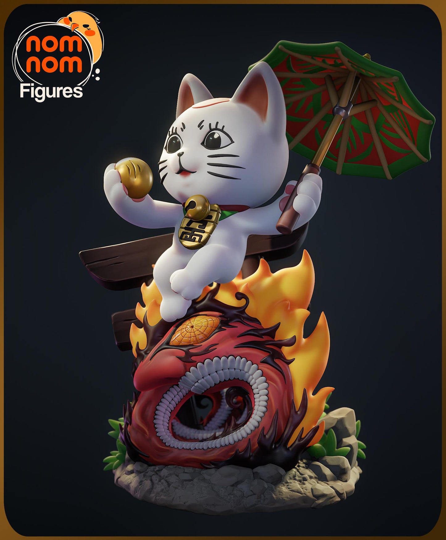Chibi Turbo Granny Cat | 3-Inch Resin Model Kit | DIY Dandadan Lucky Cat Scene