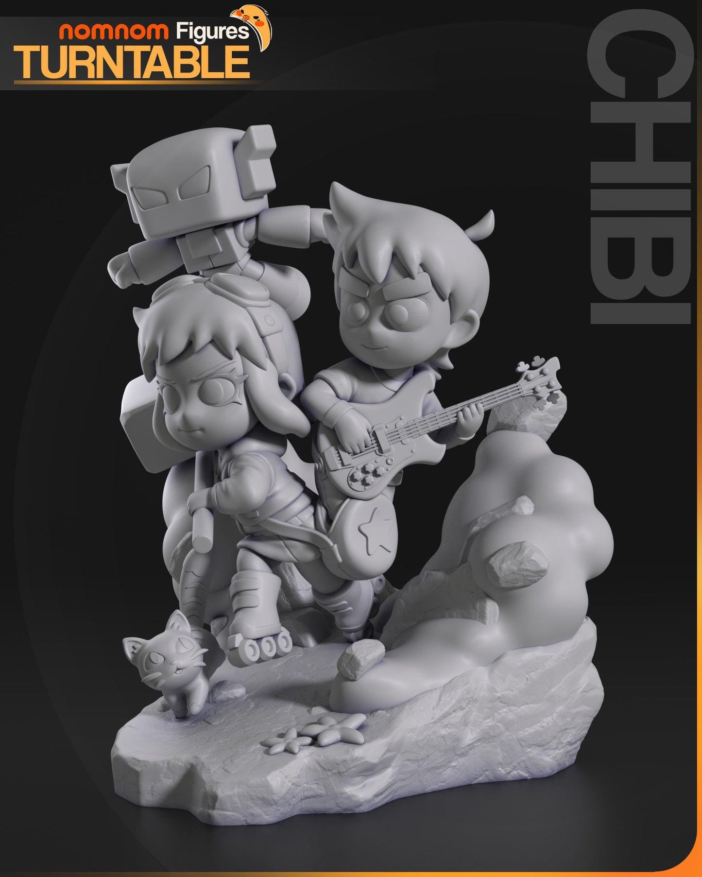 Chibi Ramona Flowers and Scott Pilgrim | 3.5-Inch Resin Model Kit | DIY Team Pose - Prep for Battle