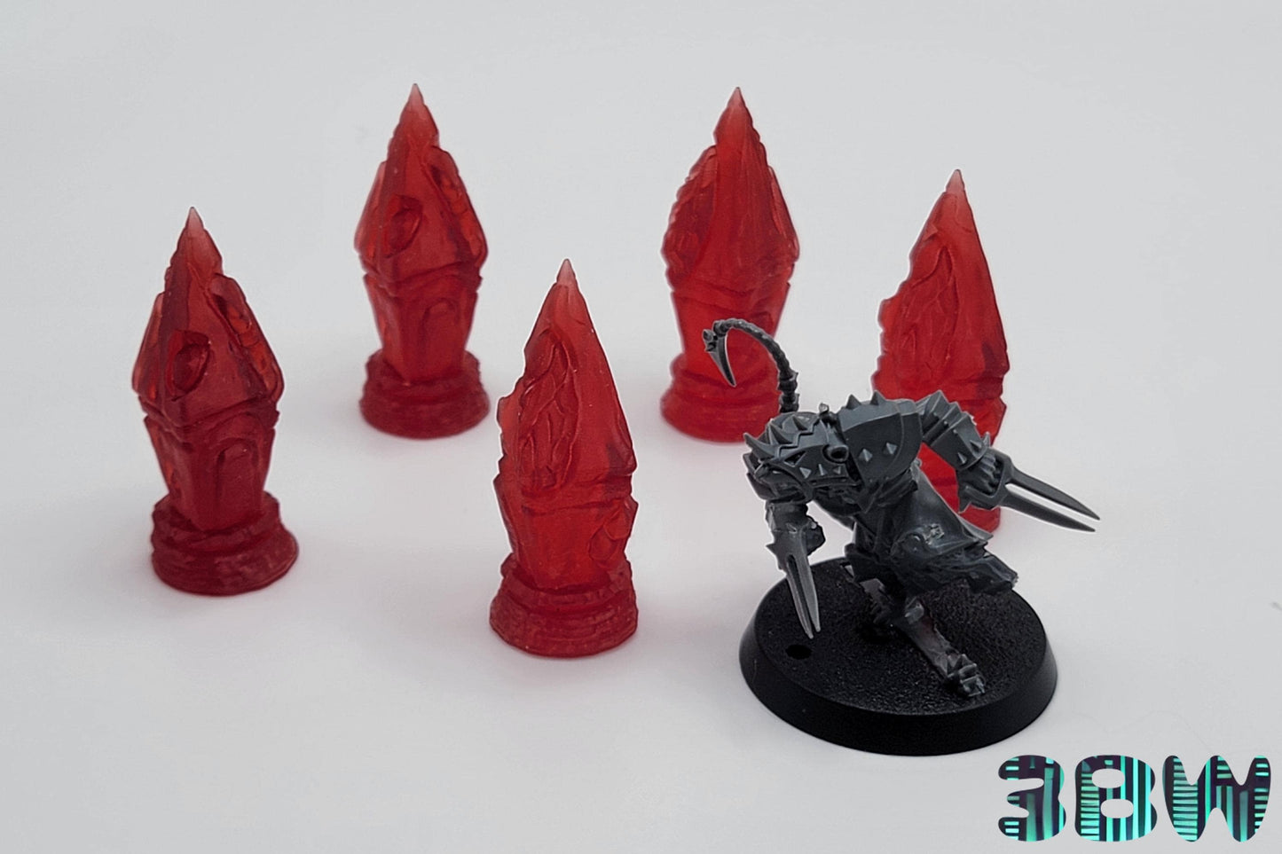 Red Runic Crystals | 28mm Miniature Scenery | Scatter Terrain, Runestones, Objective Markers | D&D - Warhammer 40K - Semi-Transparent