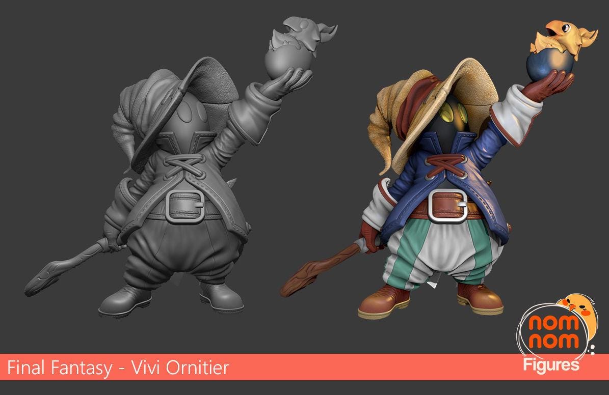 Chibi Vivi and Baby Chocobo | 2.5 Inch Resin Model Kit | DIY Final Fantasy