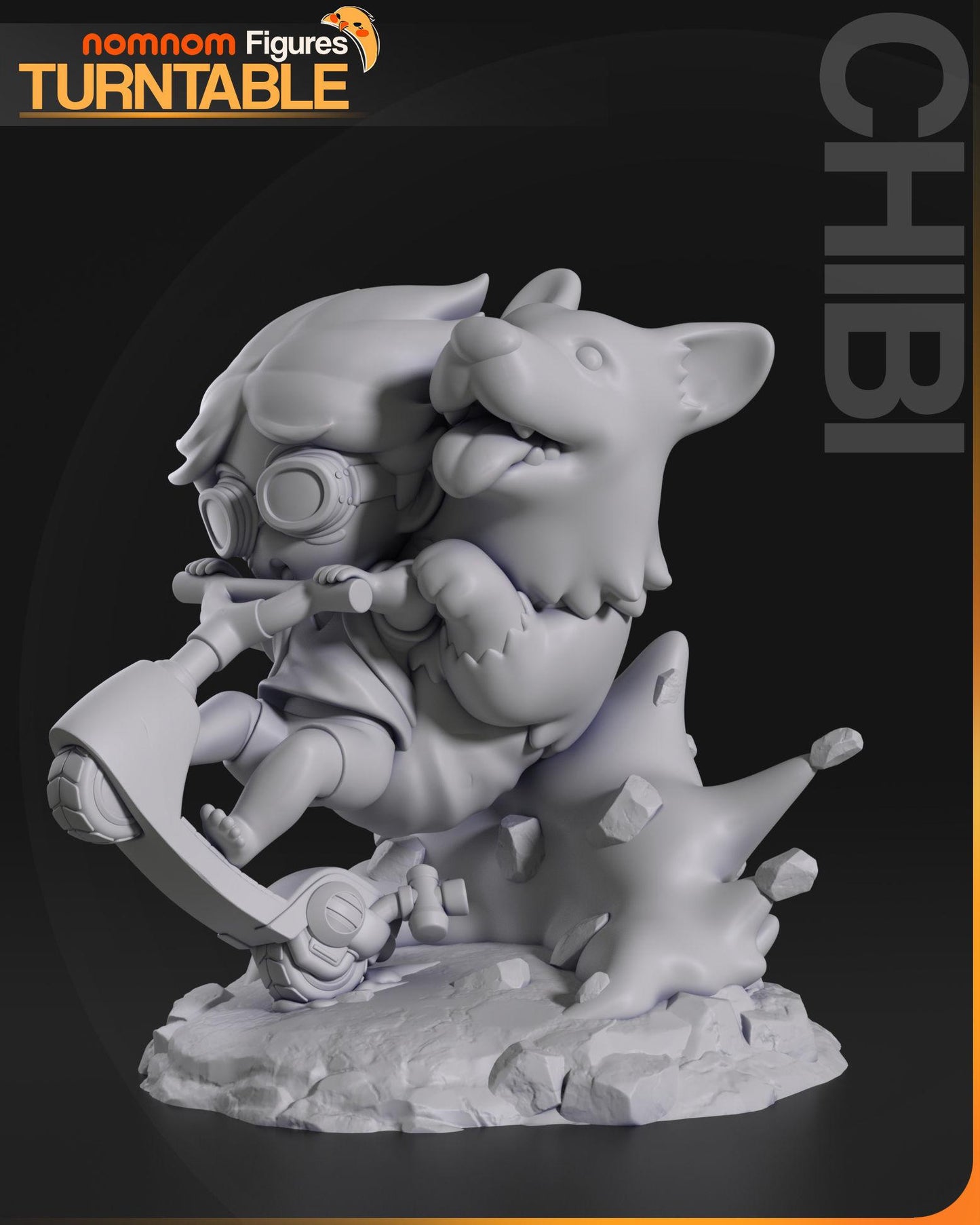 Chibi Ein and Edward | 2.5-Inch Resin Model Kit | DIY Cowboy Bepop Scooter Wheelie Model Kit