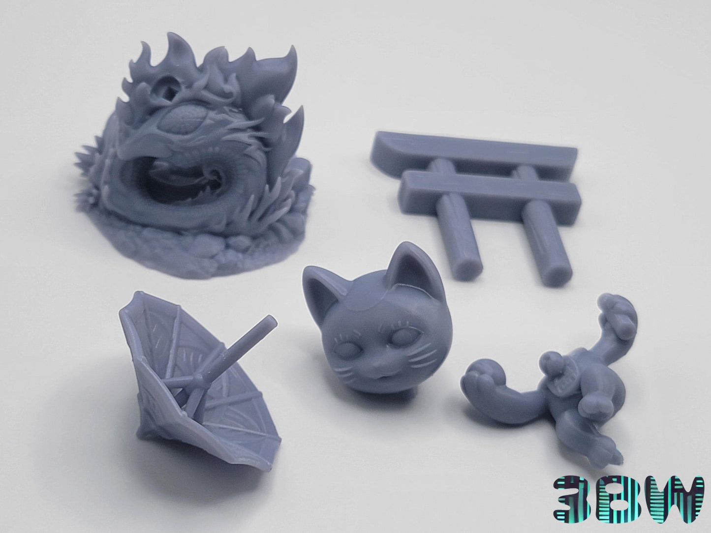 Chibi Turbo Granny Cat | 3-Inch Resin Model Kit | DIY Dandadan Lucky Cat Scene