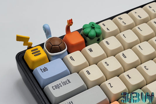 Pokemon Starter Keycap Set | Handpainted Resin Artisan Caps | Cherry MX | Charmander, Bulbasaur, Squirtle, Pikachu