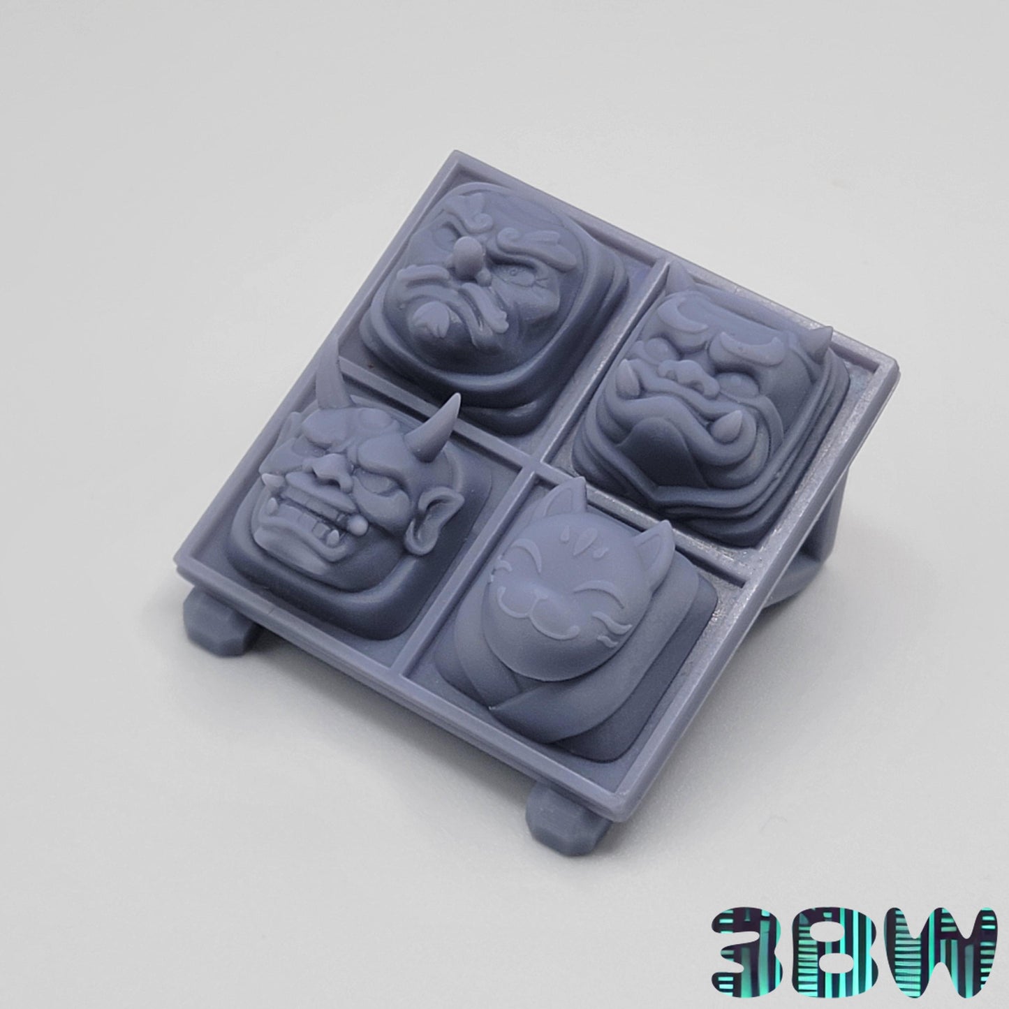 Japanese Mask Keycap Set | Unpainted Resin Artisan Caps | Cherry MX  | Oni, Hannya, Kitsune, Tengu