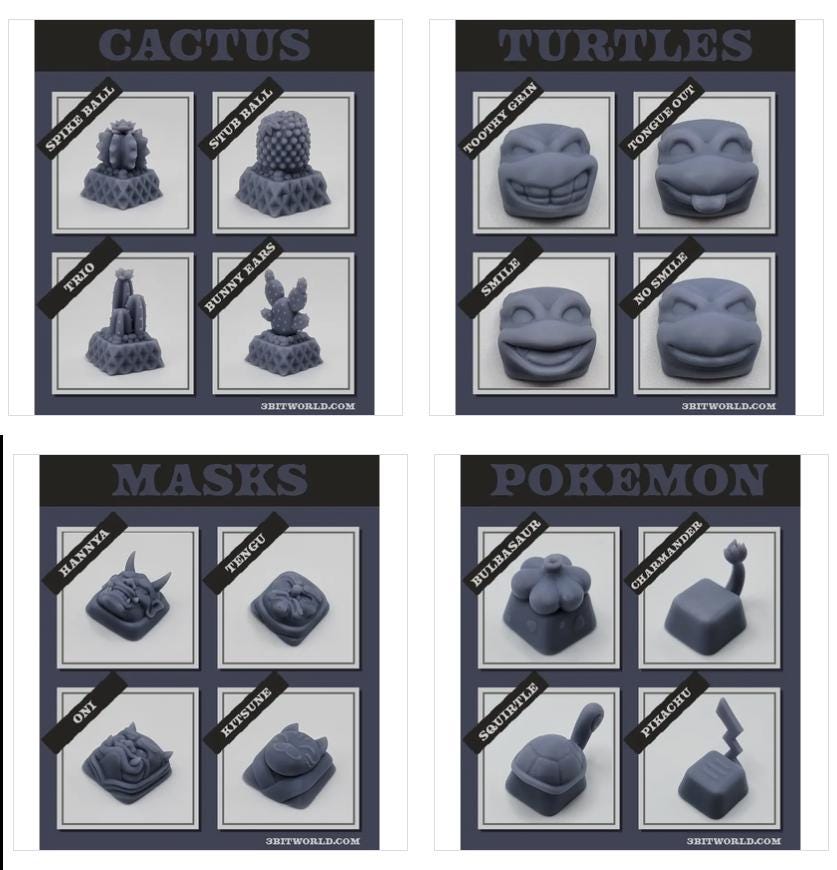 Build Your Own 4-Pack - Unpainted Resin Artisan Keycap | Cherry MX Compatible | Mix & Match
