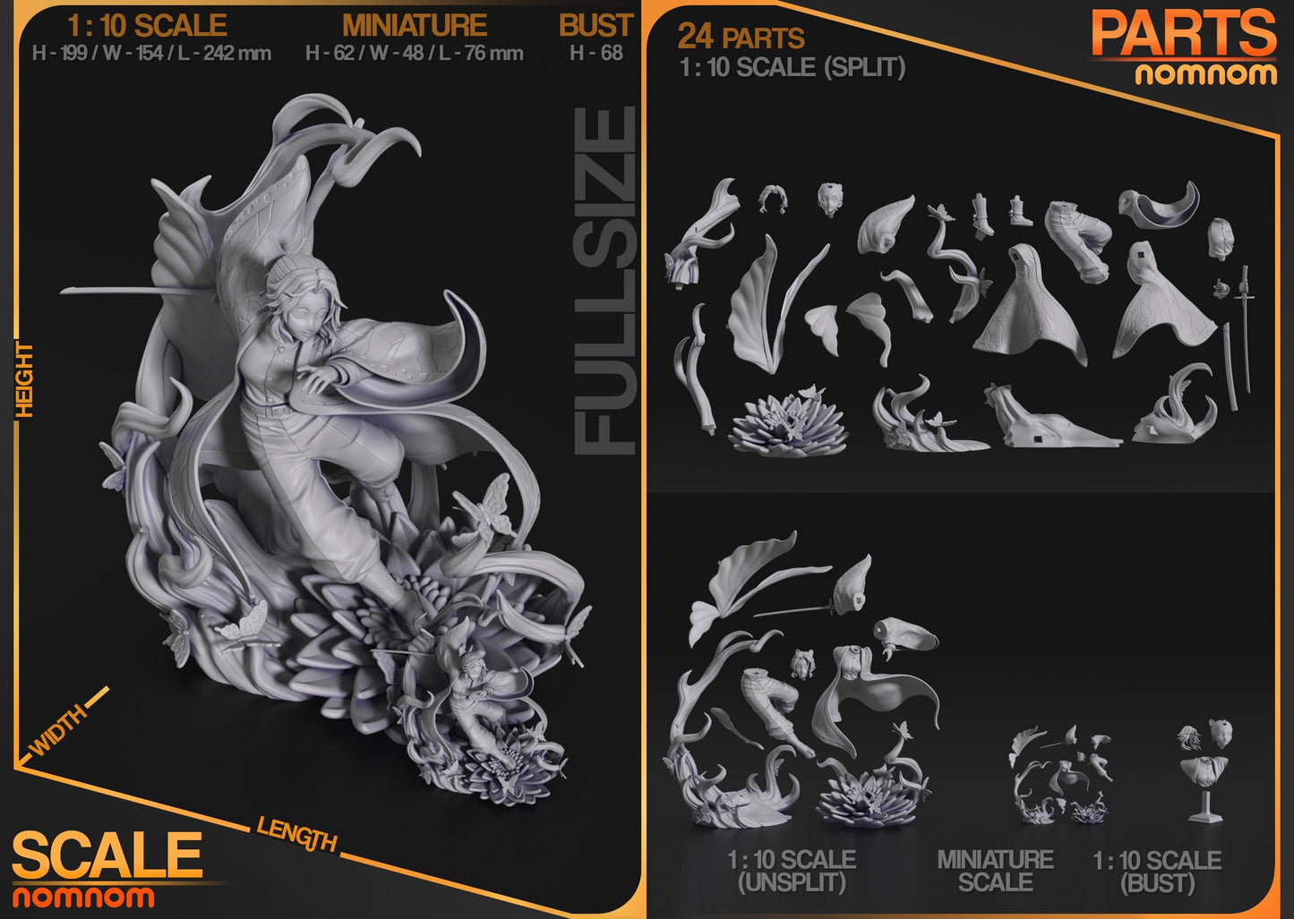 Shinobu Kochou Bust | 2.5-Inch Resin Model Kit | DIY Demon Slayer (Kimetsu no Yaiba)