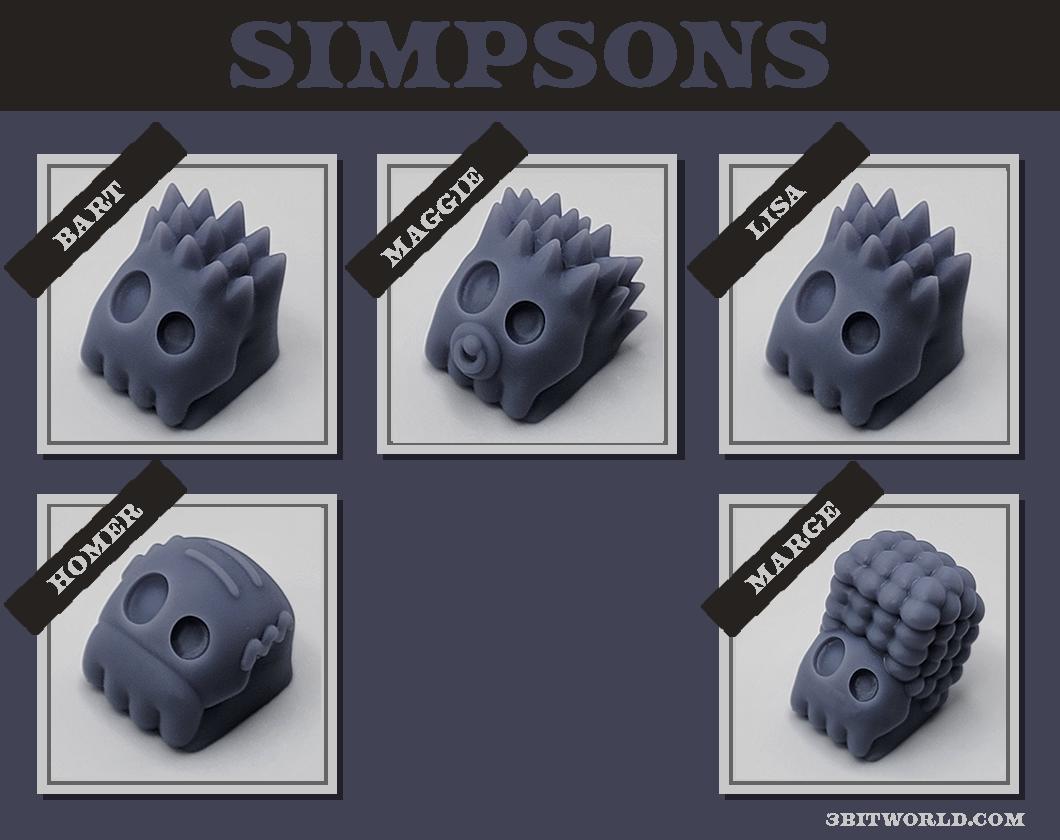 Simpsons Skeleton Keycap Set | Unpainted Resin Artisan Caps | Cherry MX | Homer, Marge, Bart, Lisa, Maggie